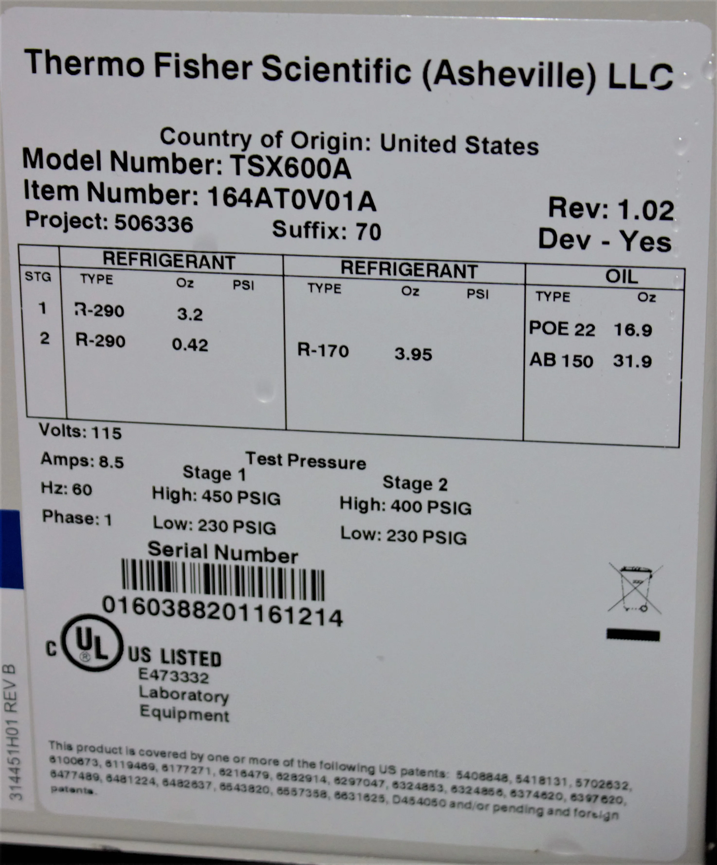 Thermo Scientific TSX Series -80C Ultra Low Freezer