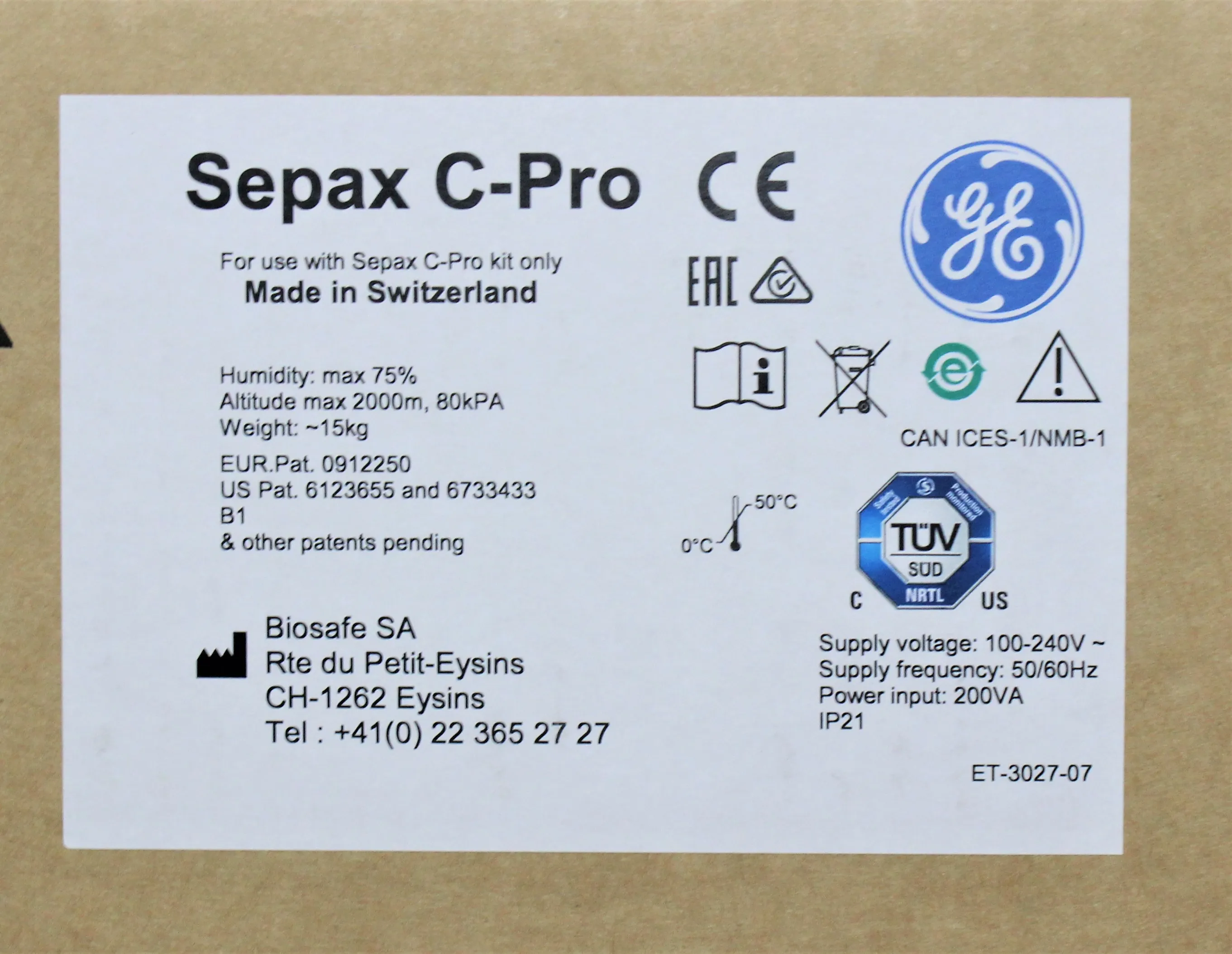 GE Healthcare Sepax C-Pro Perfusion System Cell Counting / Sorting