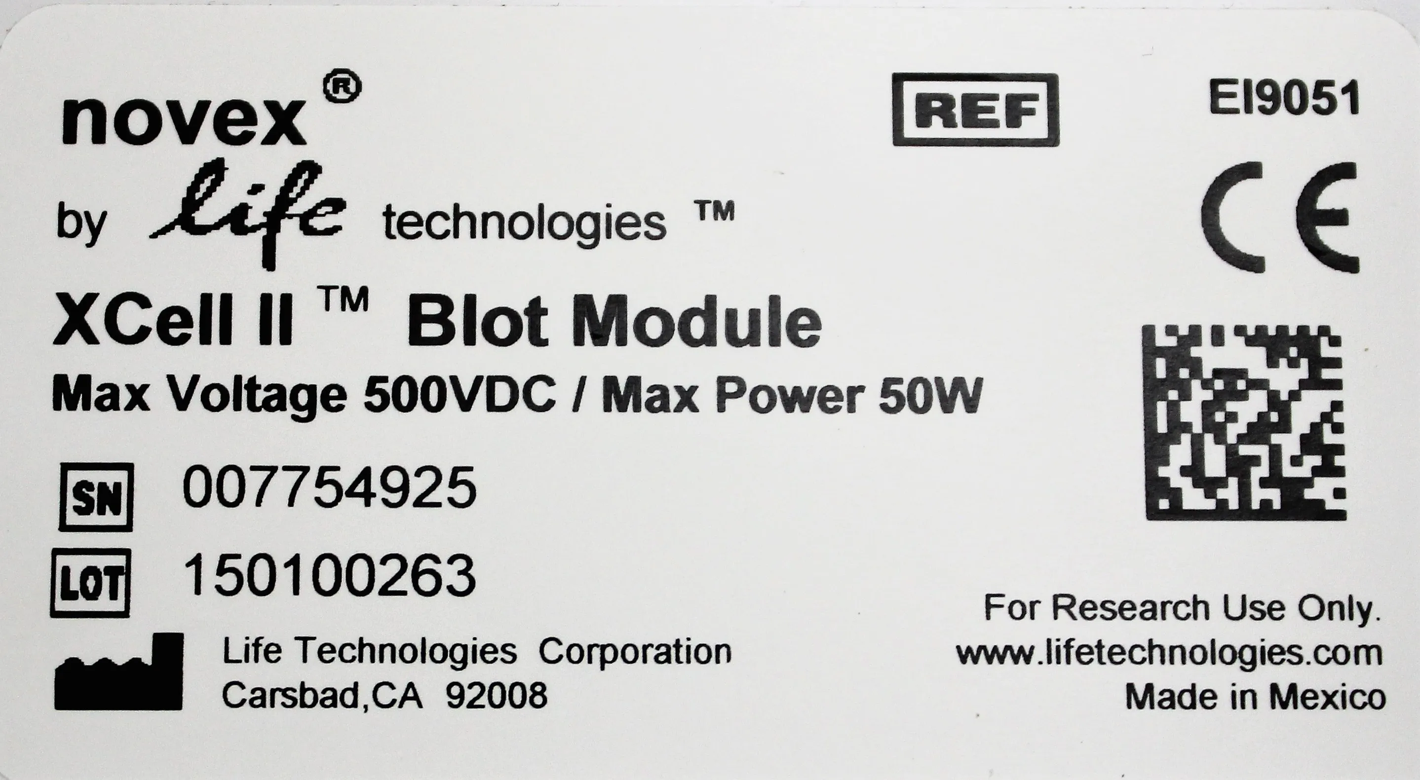 Novex EI9051 XCell II Blot Module and XCell Sure Lock Lid - Used Laboratory Equipment