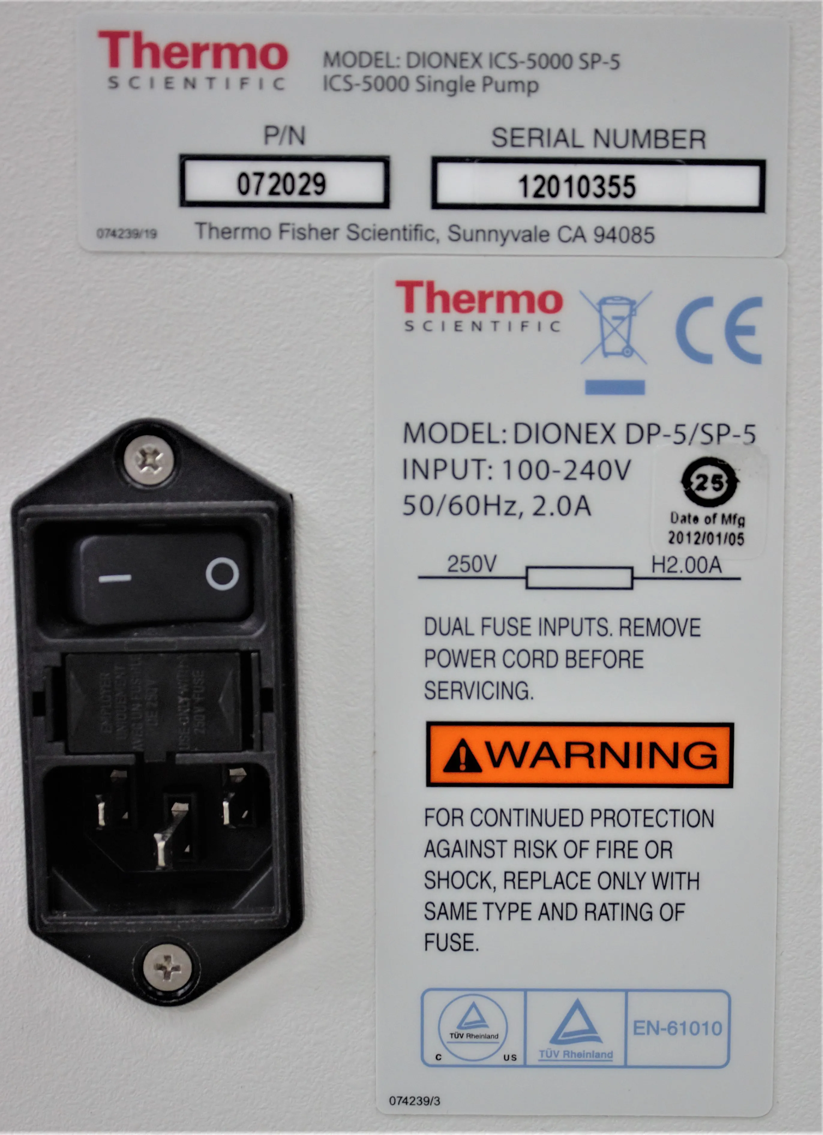 Thermo Scientific Dionex ICS-5000+ SP-5 Analytical Gradient / Single Pump