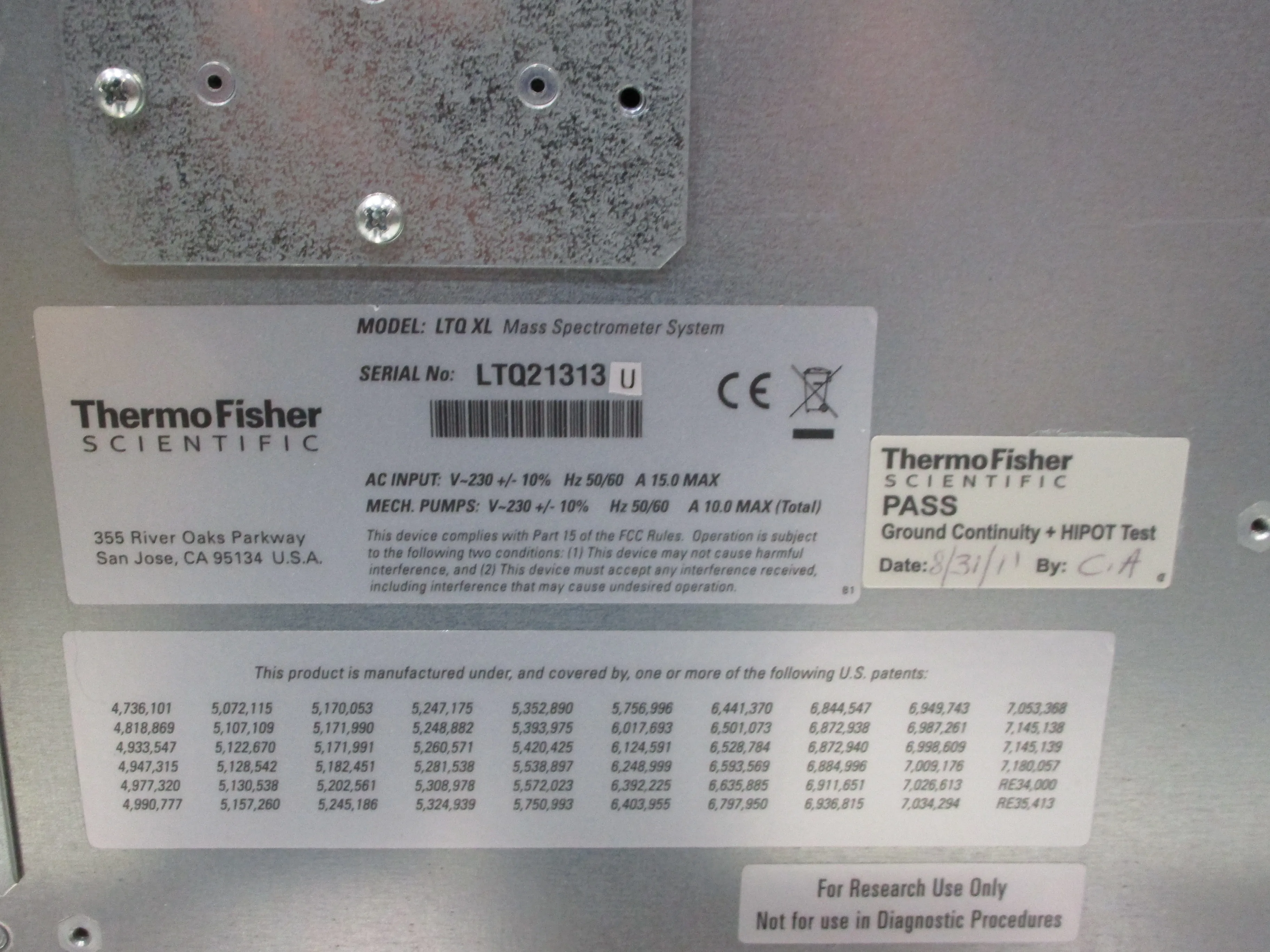 Thermo Fisher LTQ XL Mass Spectrometer