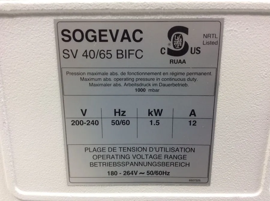 Sogevac SV 40/65 BIFC Vacuum Pump