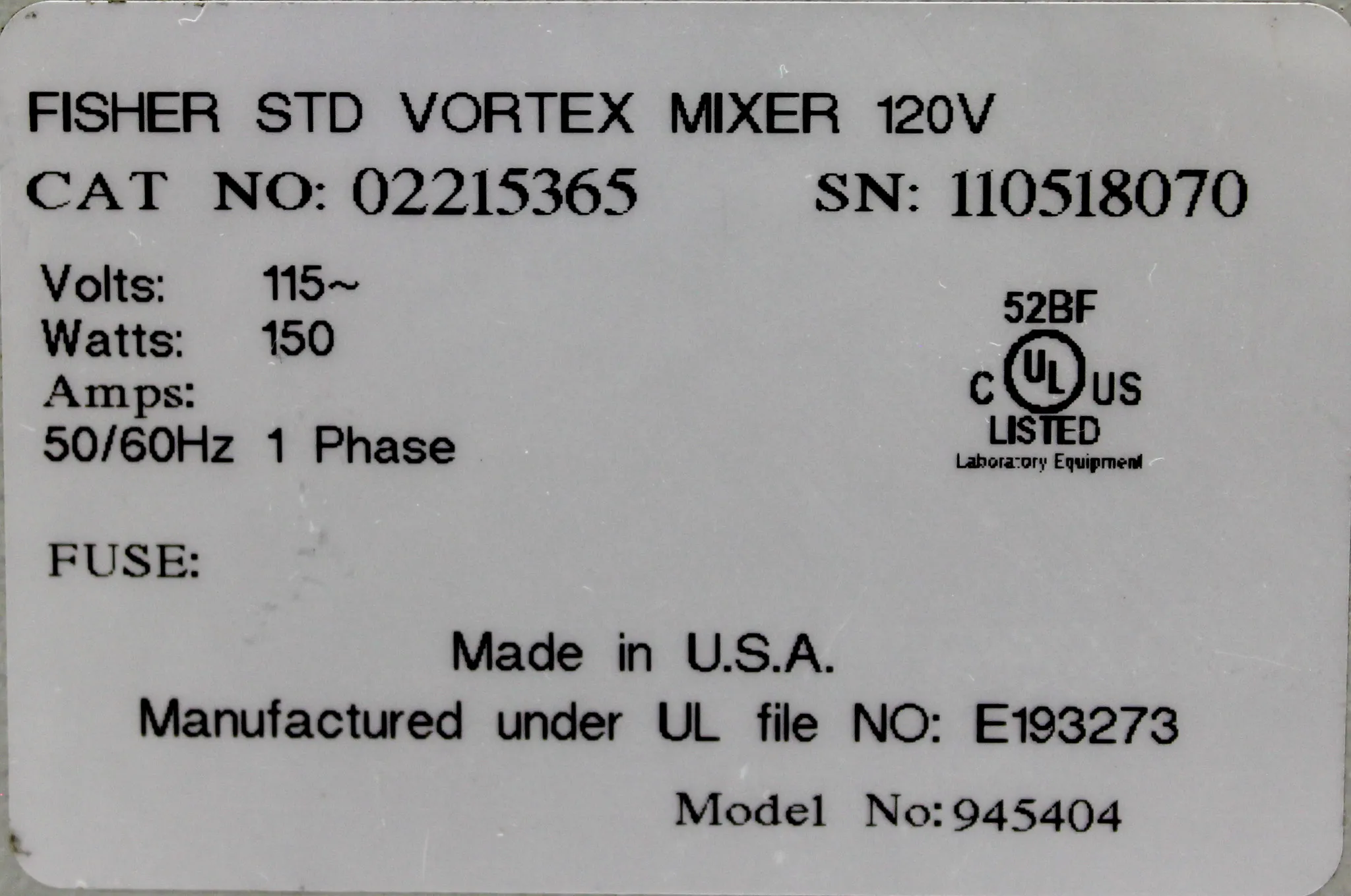 Fisher Scientific Mini Vortex Mixer 02215365