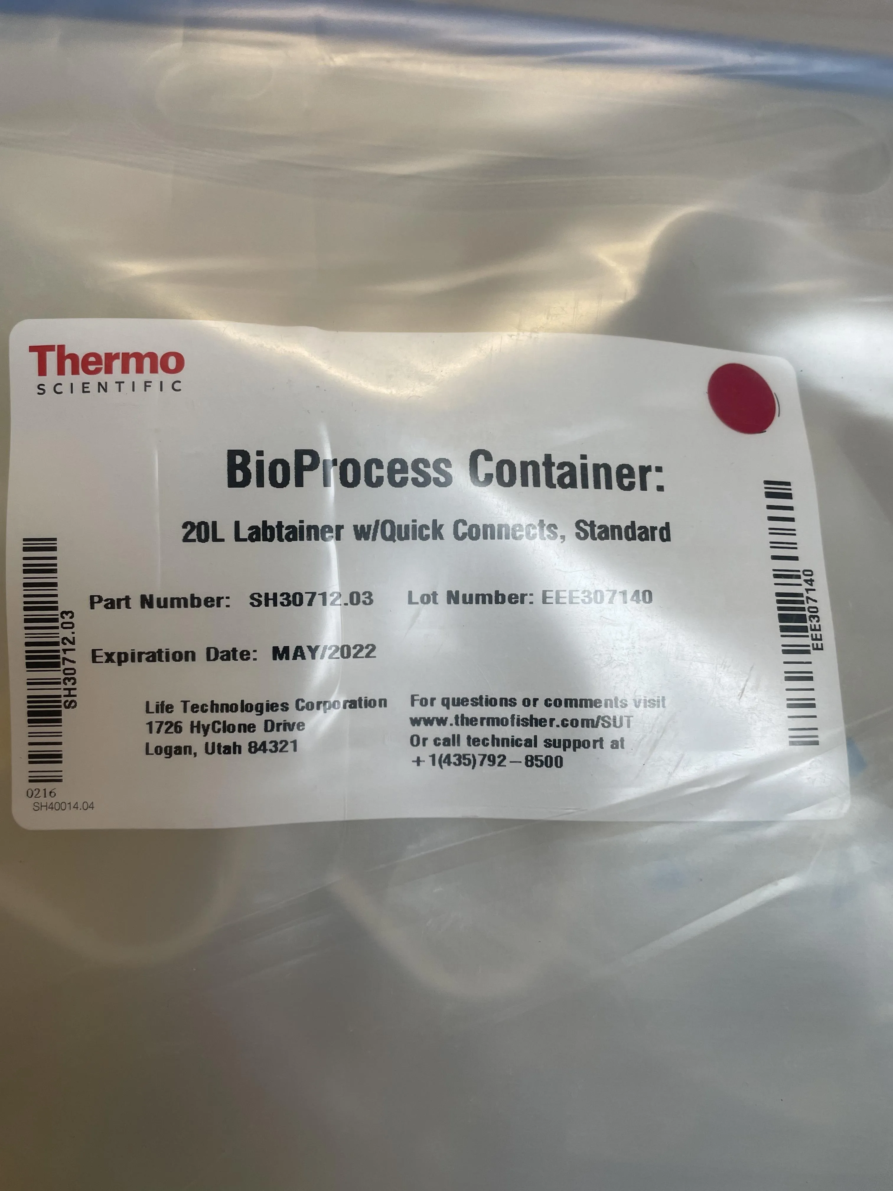 Thermo Scientific BioProcess Contanier: 20L