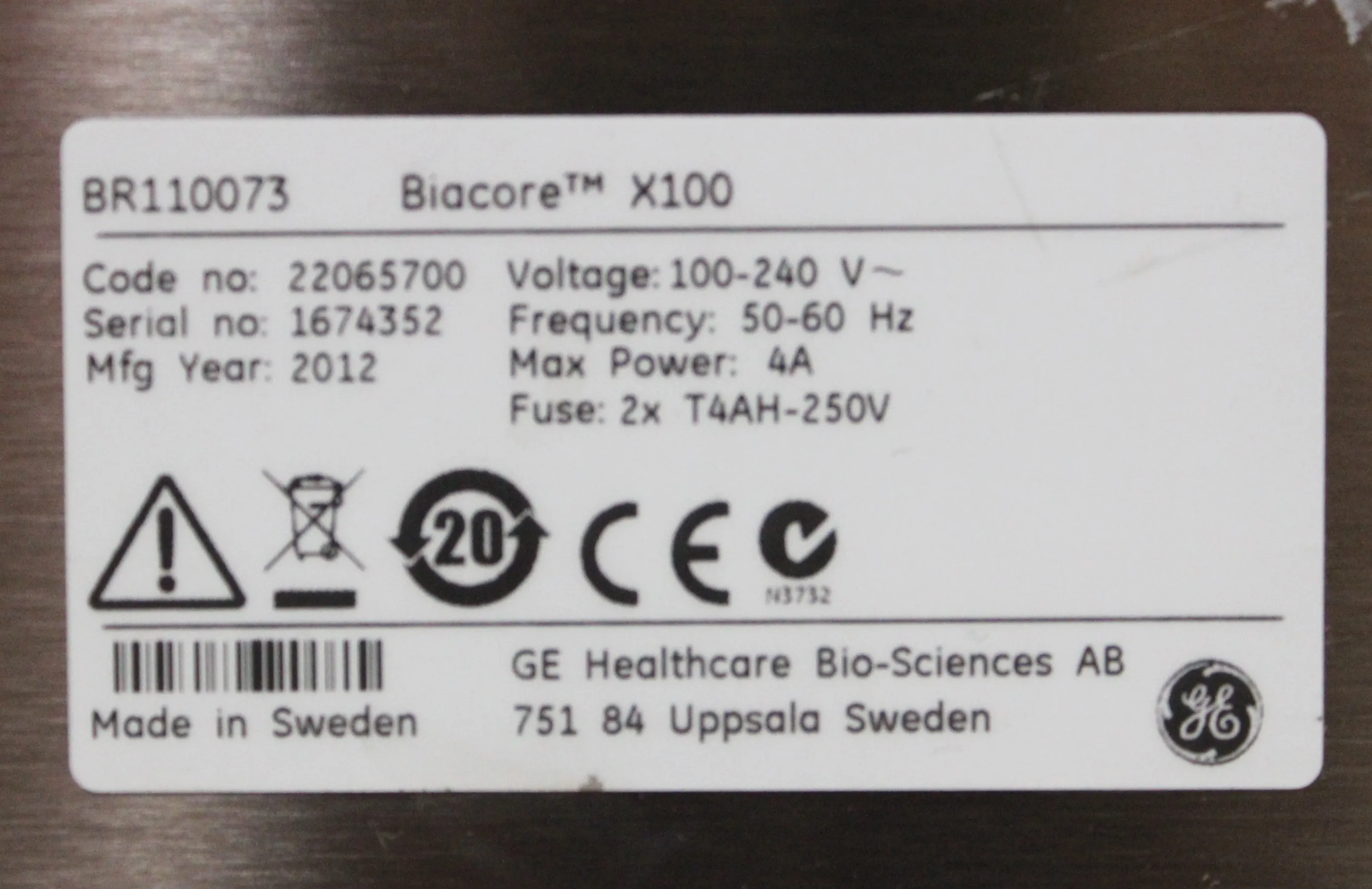 GE Healthcare Biacore X100 Used Bioanalyzer Lab Equipment 1674352 2012 Model