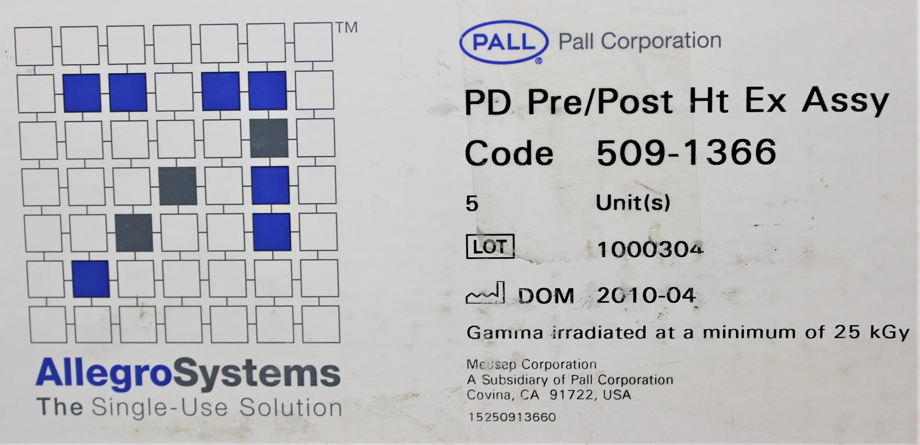 Pall PD Pre/Post Ht Ex Assy 509-1366 Consumable - New other (see details)