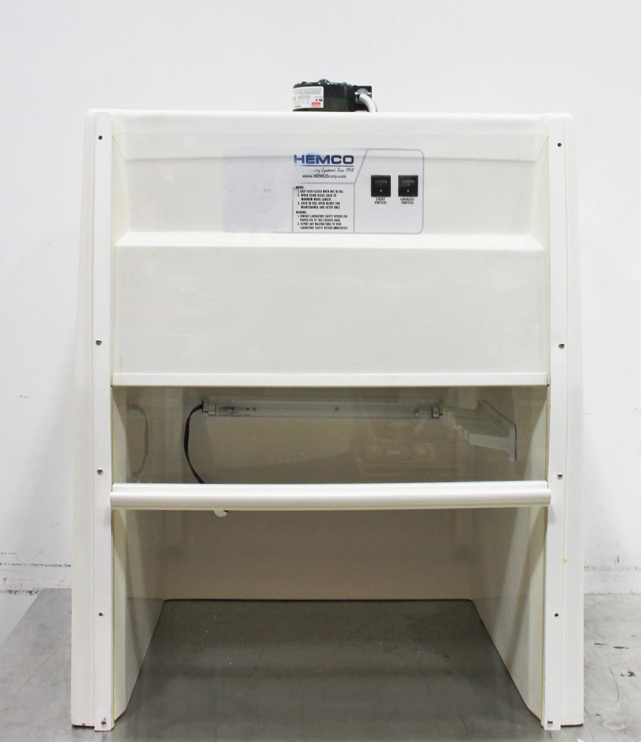 Hemco 93005 Fume Hood with Integral Exhaust Blower and Carbon Filter, Used