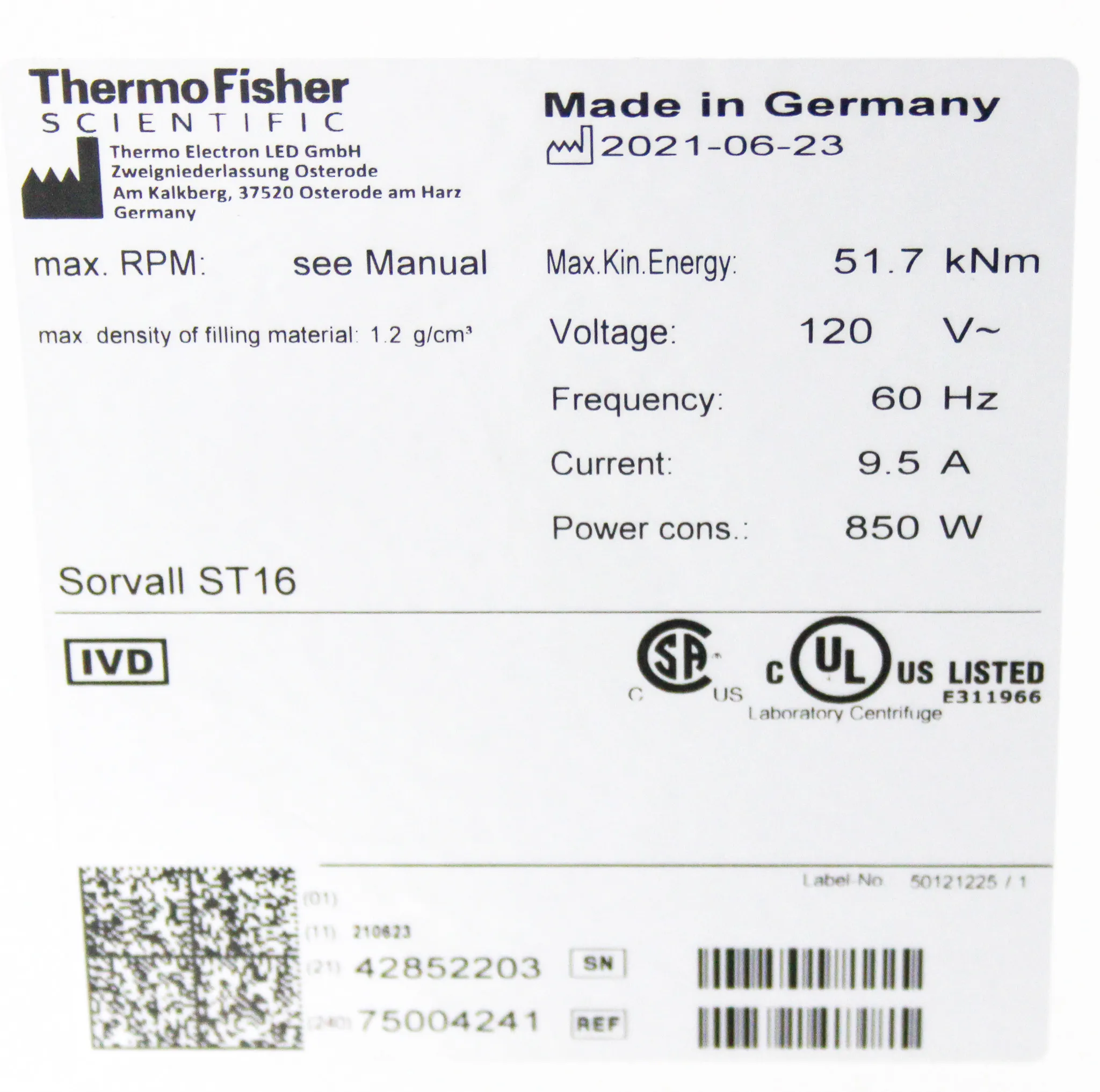 Thermo Scientific Sorvall ST 16 Benchtop Centrifuge with TX-400 Rotor