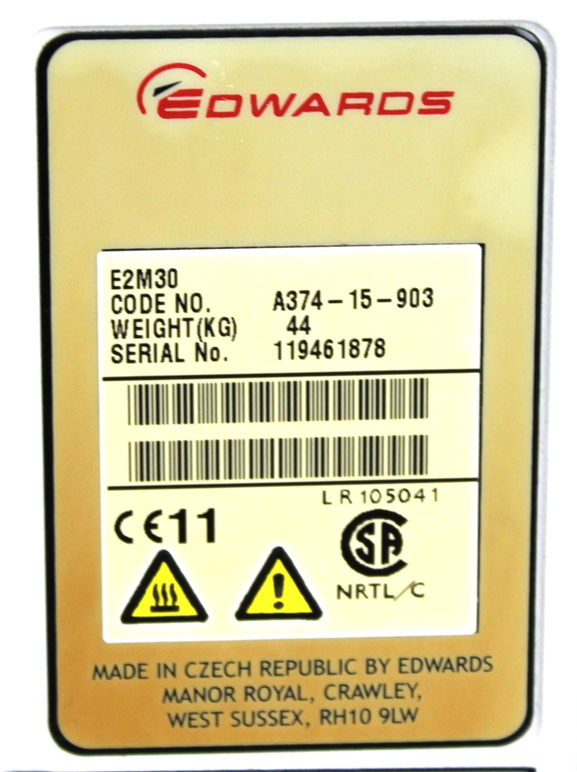 Edwards E2M30 Rotary Vane Vacuum Pump A37415903