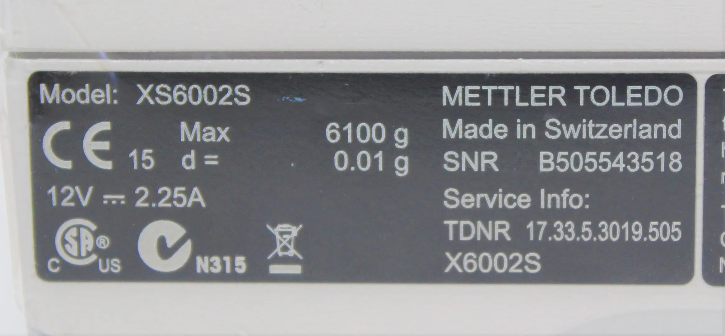 Mettler-Toledo XS6002S Precision Balance Scale