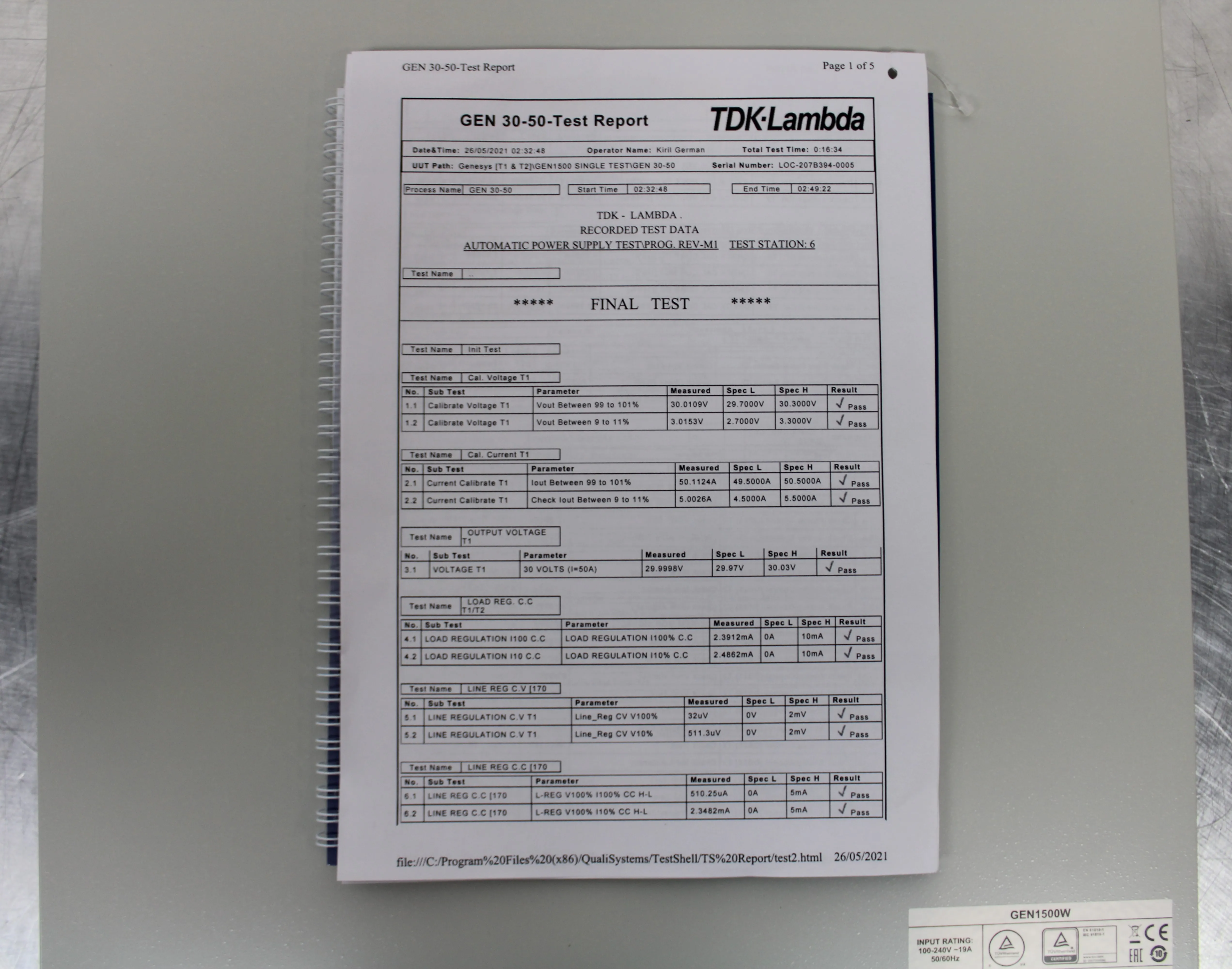 TDK-Lambda GENH30-25 Programmable DC Power Supply