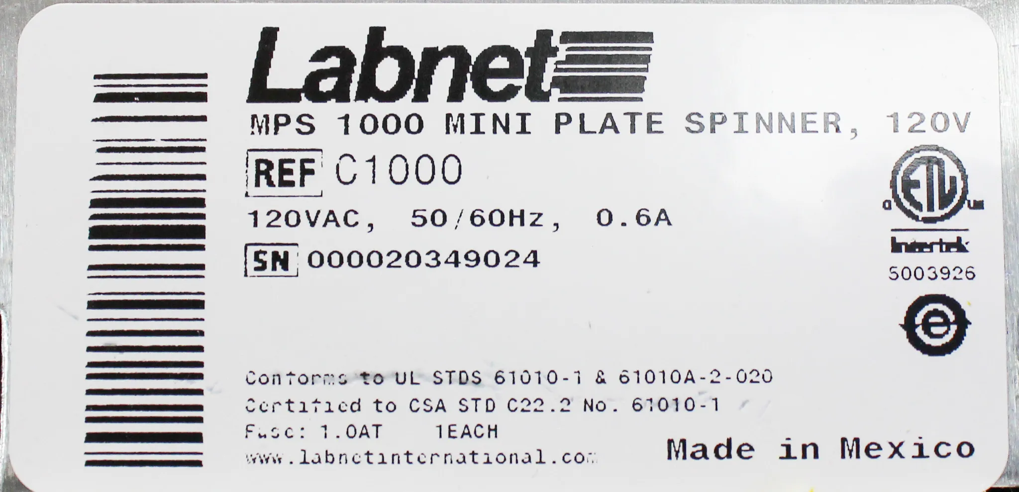 Labnet MPS 1000 Mini Plate Spinner