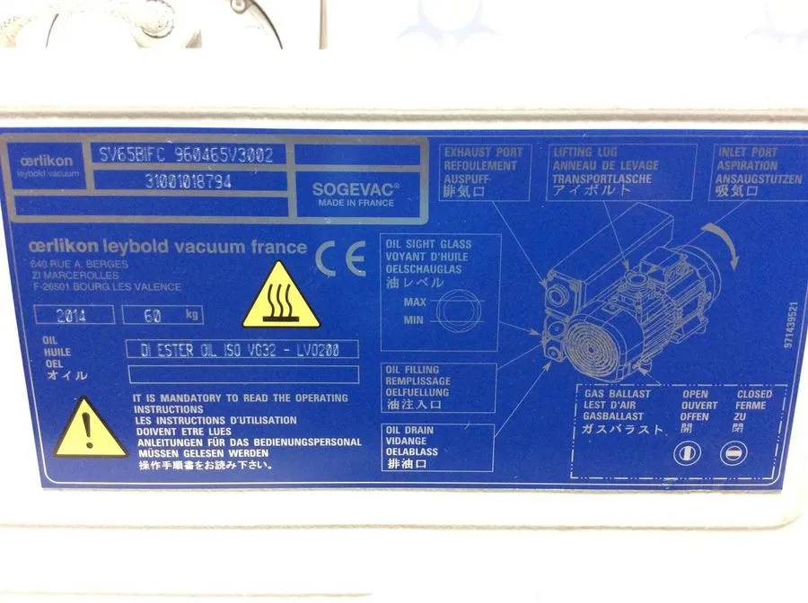 Sogevac SV65 BI FC Vacuum Pump - Used Laboratory Equipment