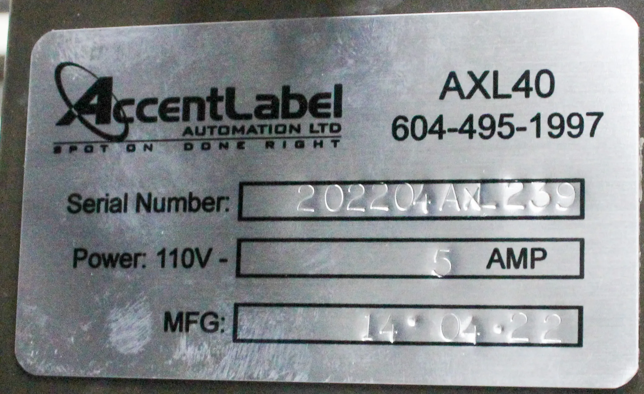 AccentLabel Automation Fully Automatic Pouch Labeler Model AXL40