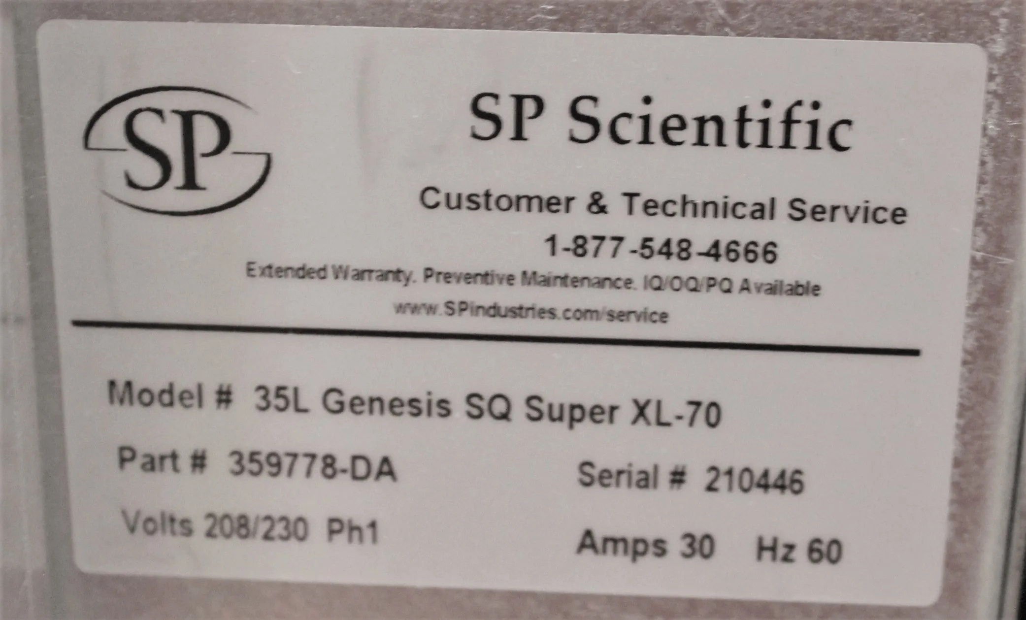 SP Scientific 35L Genesis SQ Super XL -70 Lyophilizer - Used