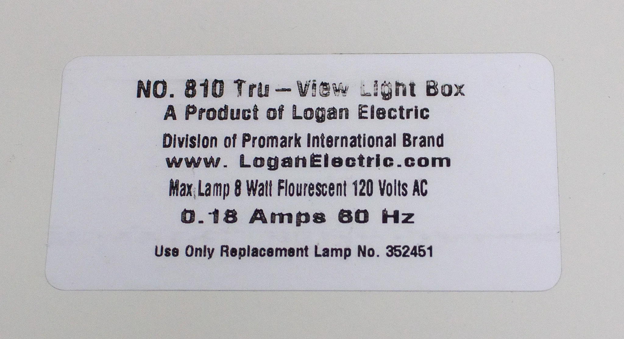 Logan Electric Tru-View Light Box No. 810