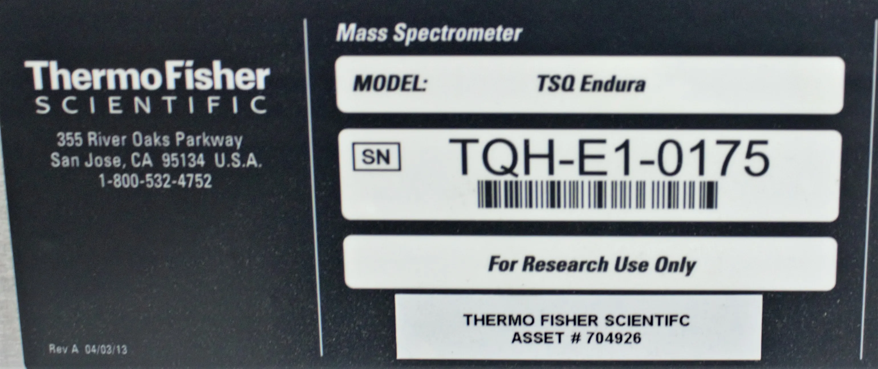 Thermo Scientific TSQ Endura Triple-Stage Quadrupole Mass Spectrometer with Software and Installation Kit