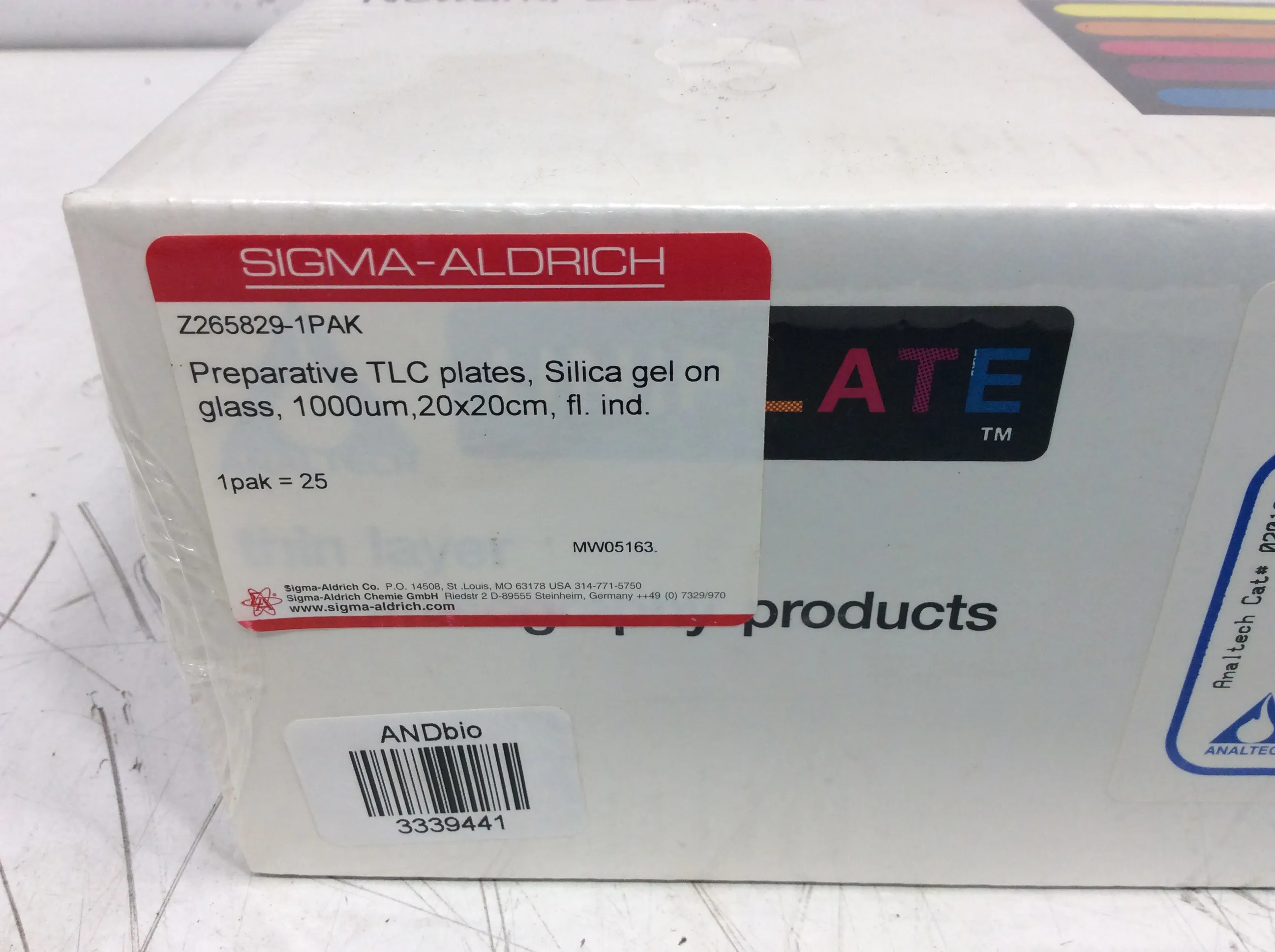 Analtech/Sigma-Aldrich Uniplate Preparative TLC Plates, 20x20cm 1000 Microns