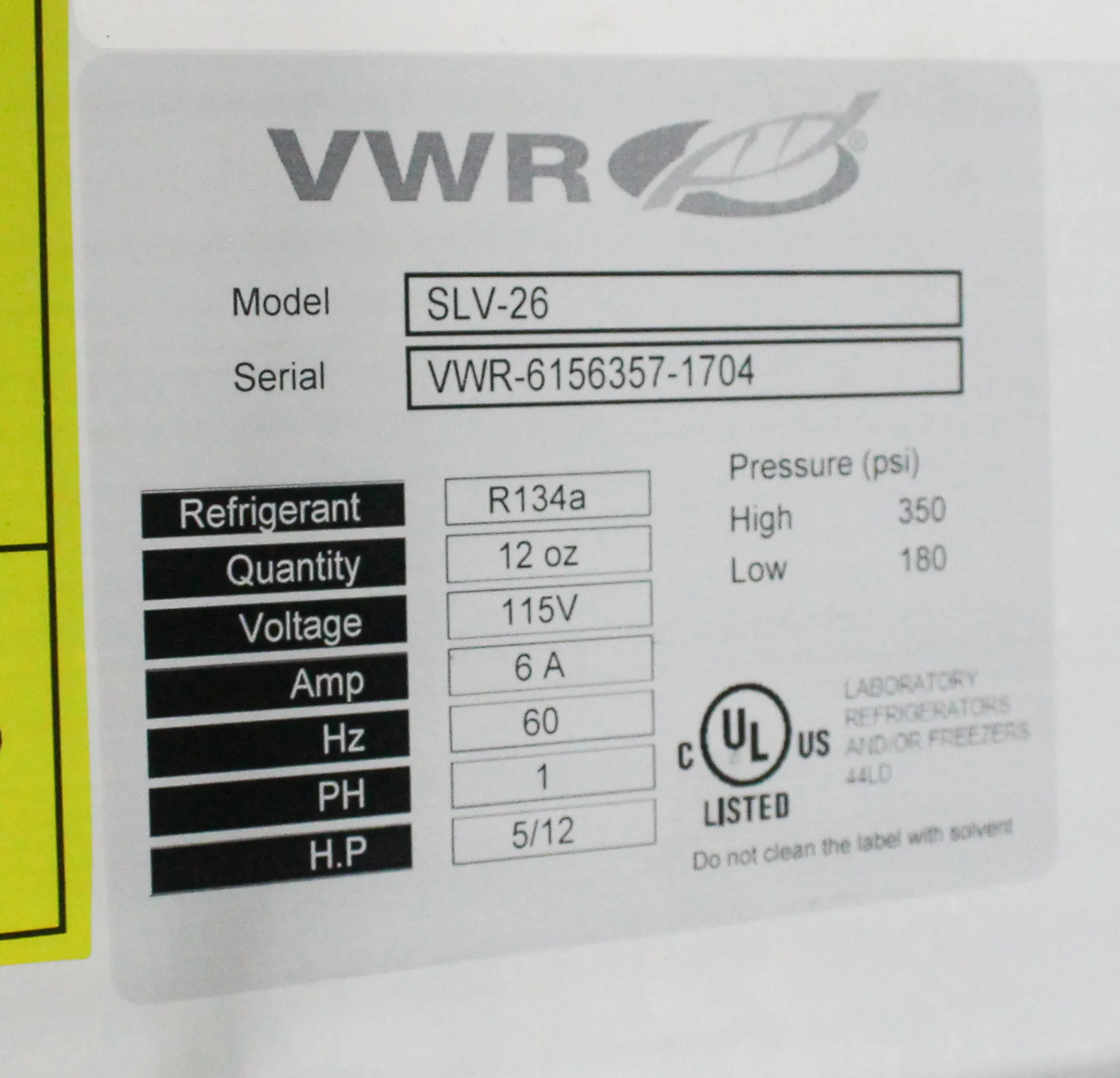 VWR Standard Solid Door Laboratory Refrigerator SLV-26