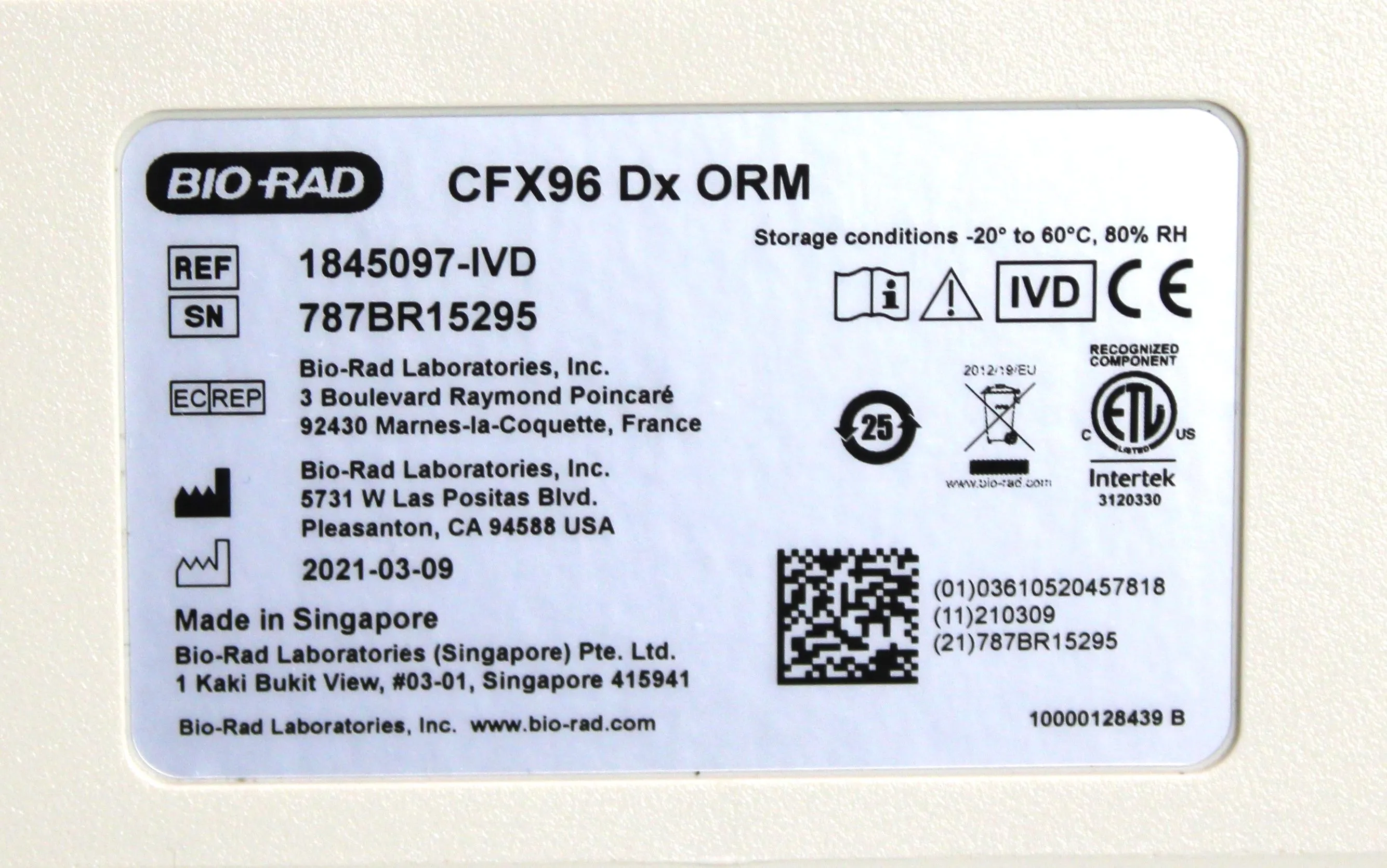 Bio-Rad C1000 Dx Thermal Cycler 1841000-IVD with CFX96 Dx ORM 1845097-IVD