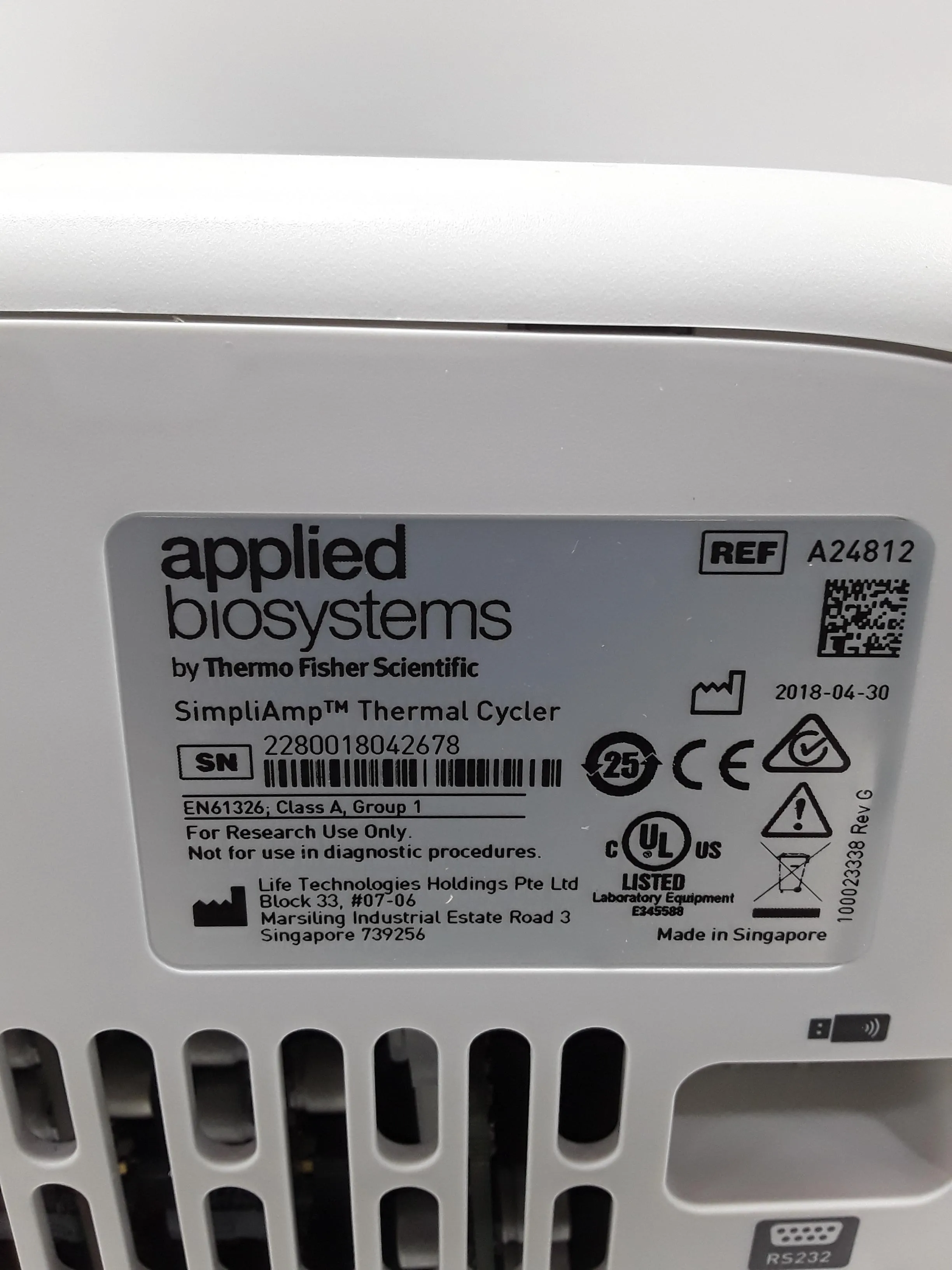 Applied Biosystems A24812 SimpliAmp PCR Thermal Cycler