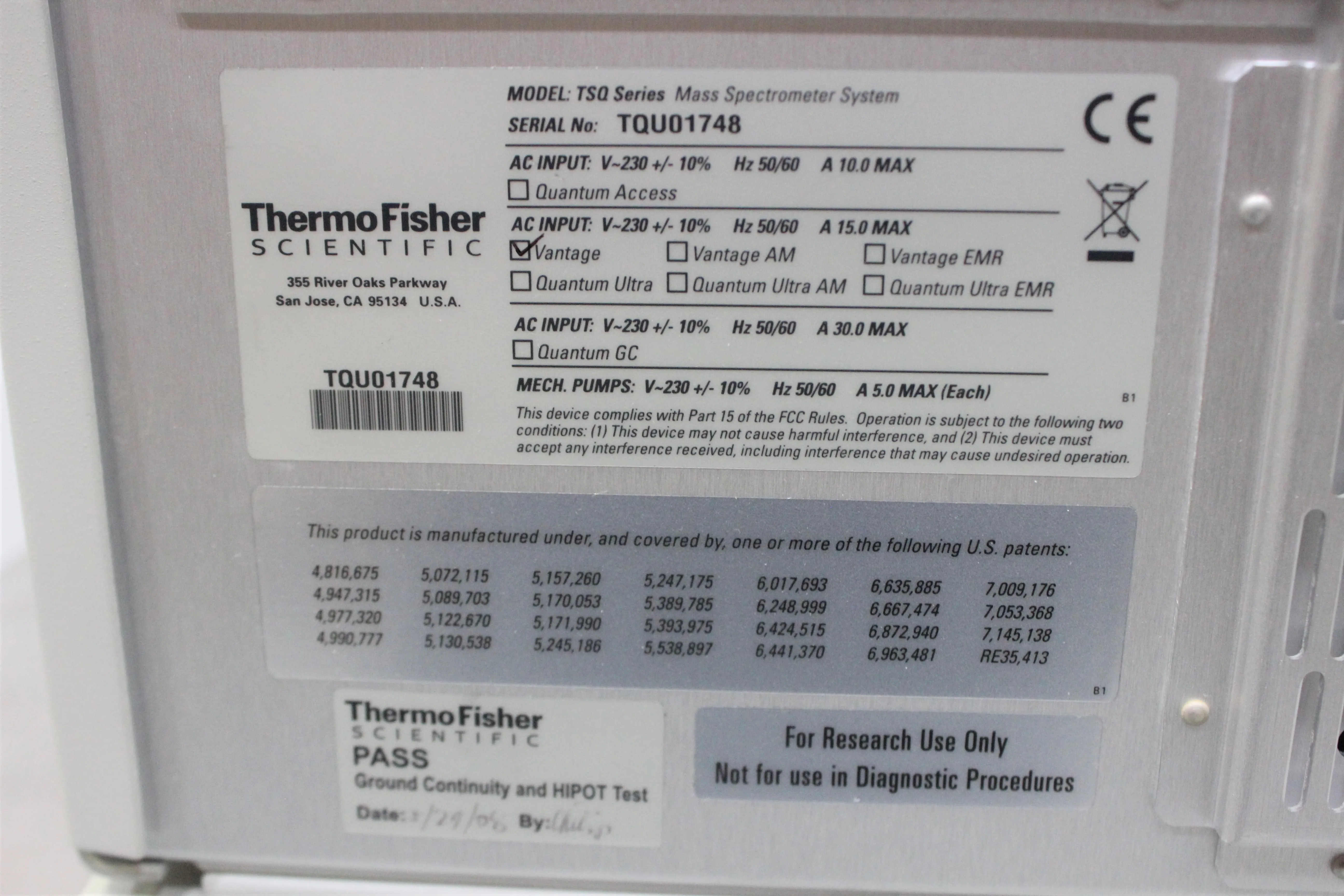 Thermo Scientific TSQ Vantage Mass Spectrometer