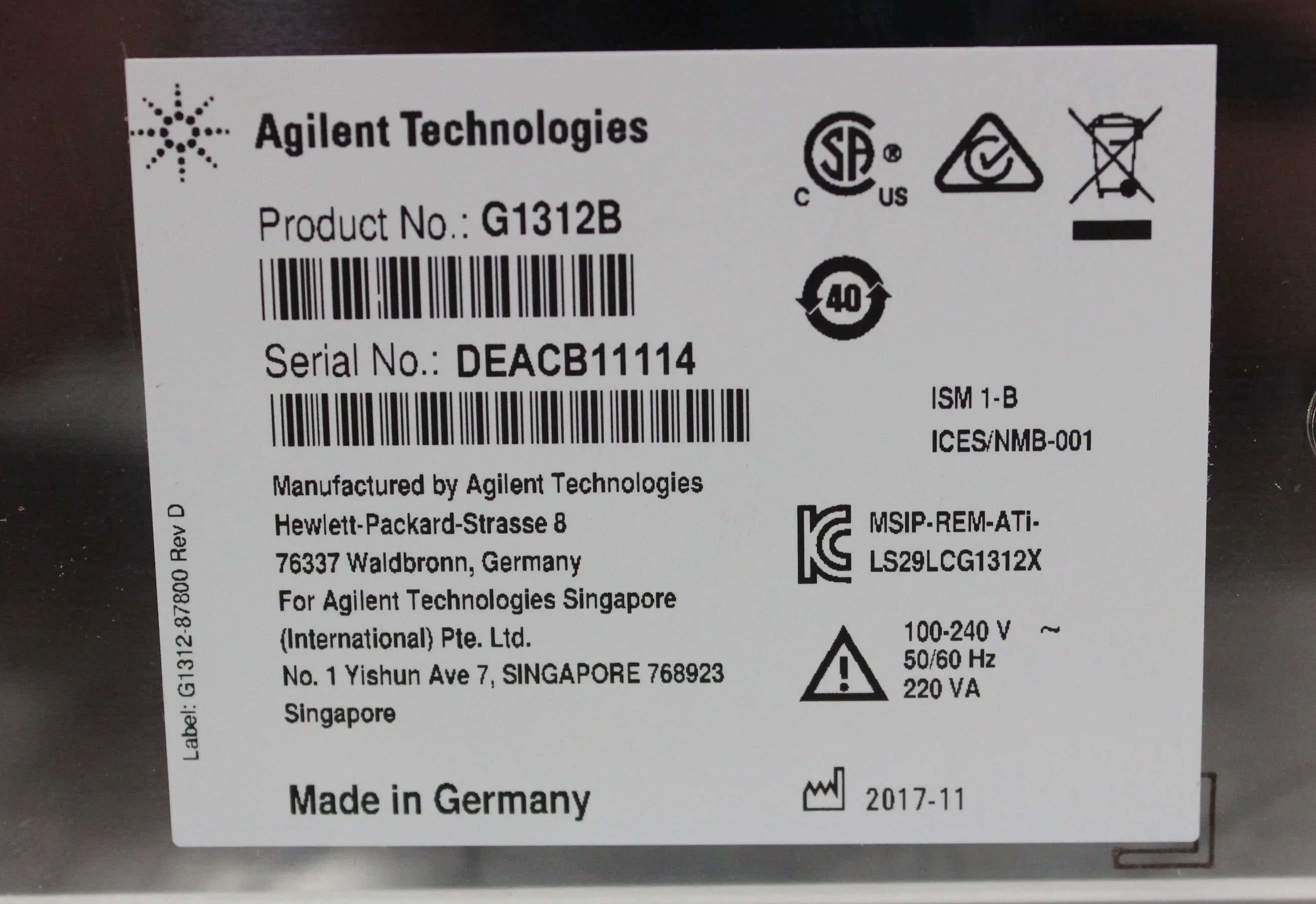 Agilent G1312B HPLC Infinity Binary Pump