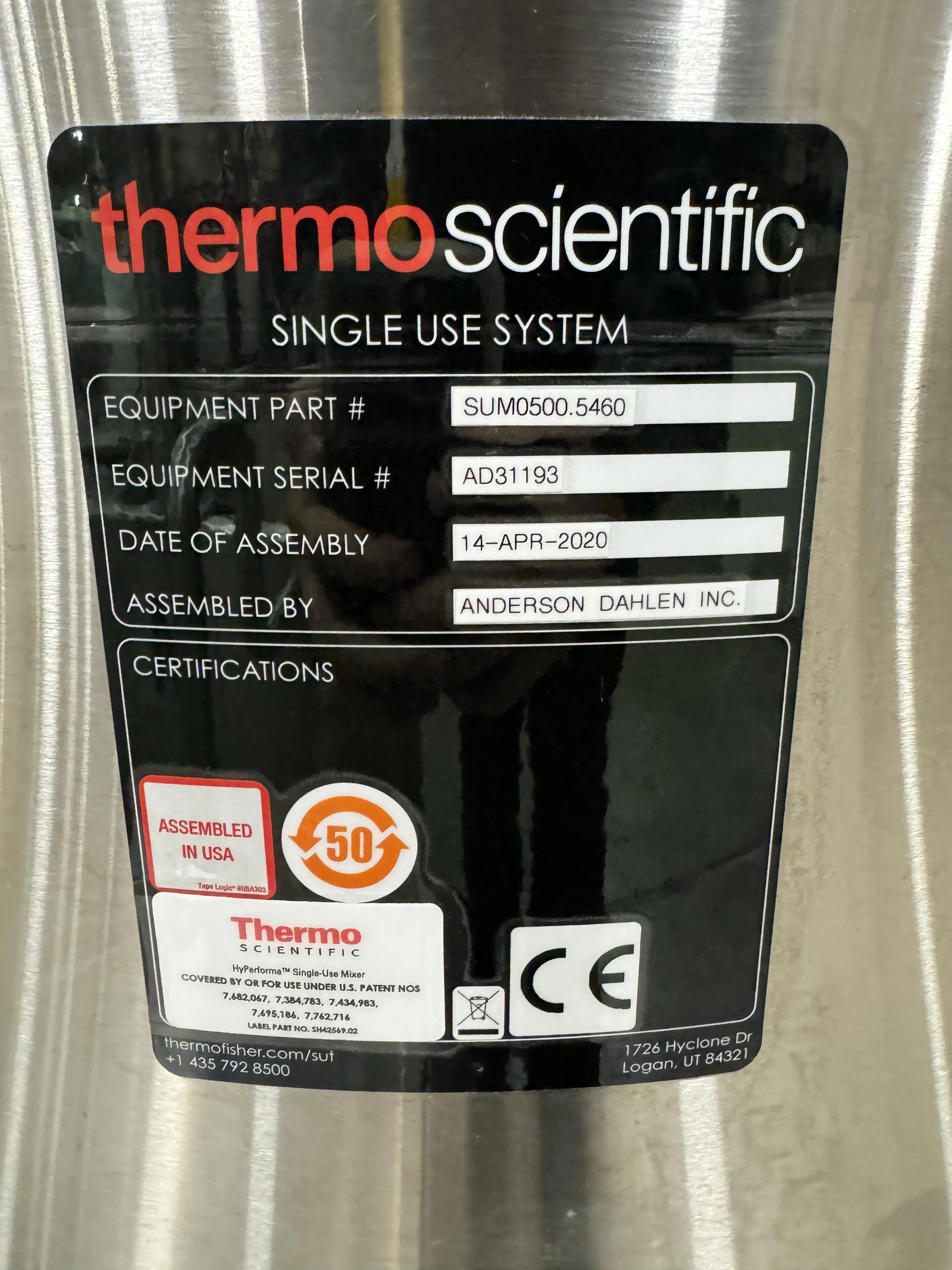 Thermo Scientific HyPerforma SUM0200.9002 Single-Use Mixer 200L Jacketed DC Motor Touchscreen Console Load Cells