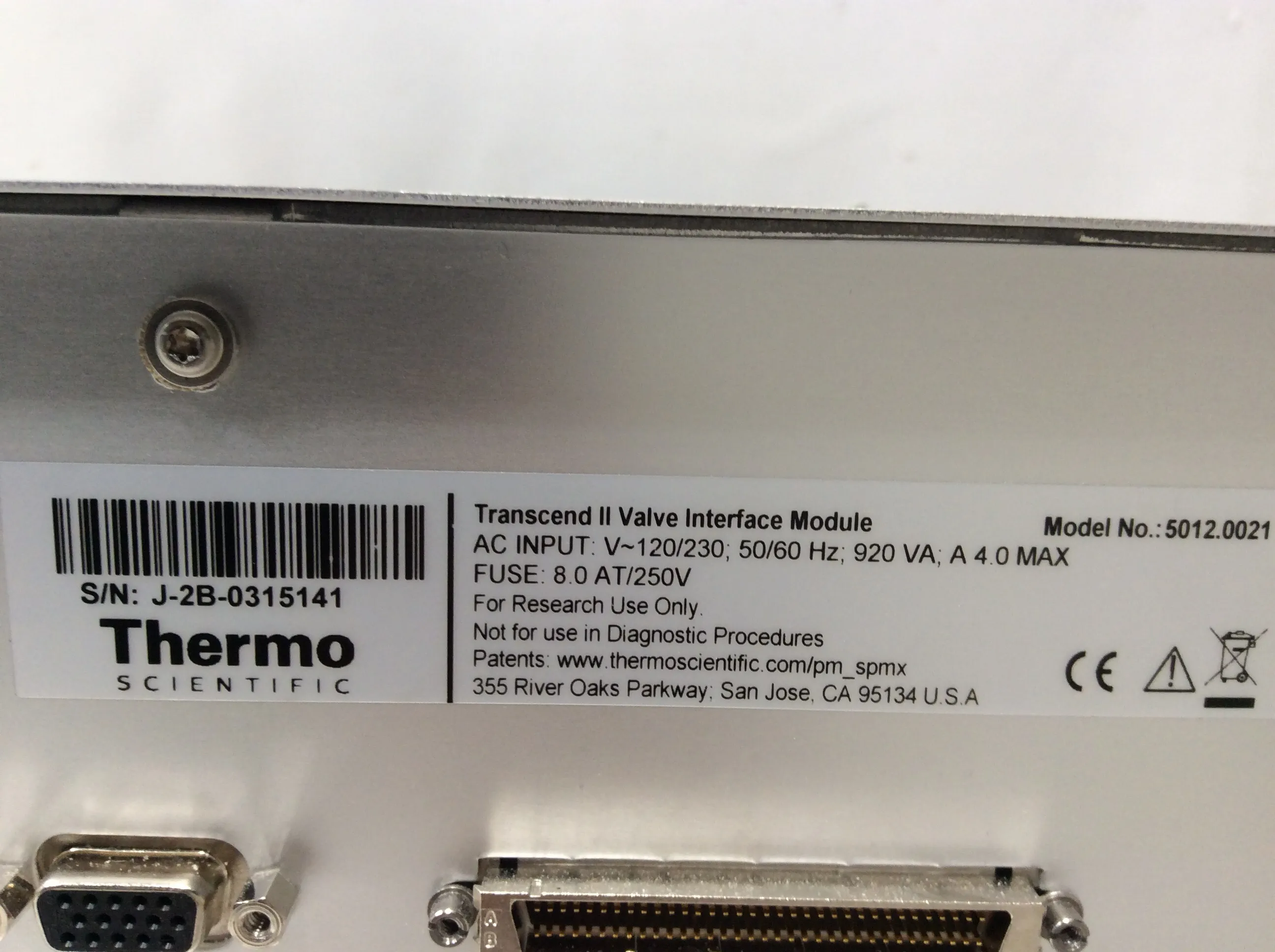 Thermo Scientific Transcend II VIM UHPLC Focused 5012.0021 HPLC Valve