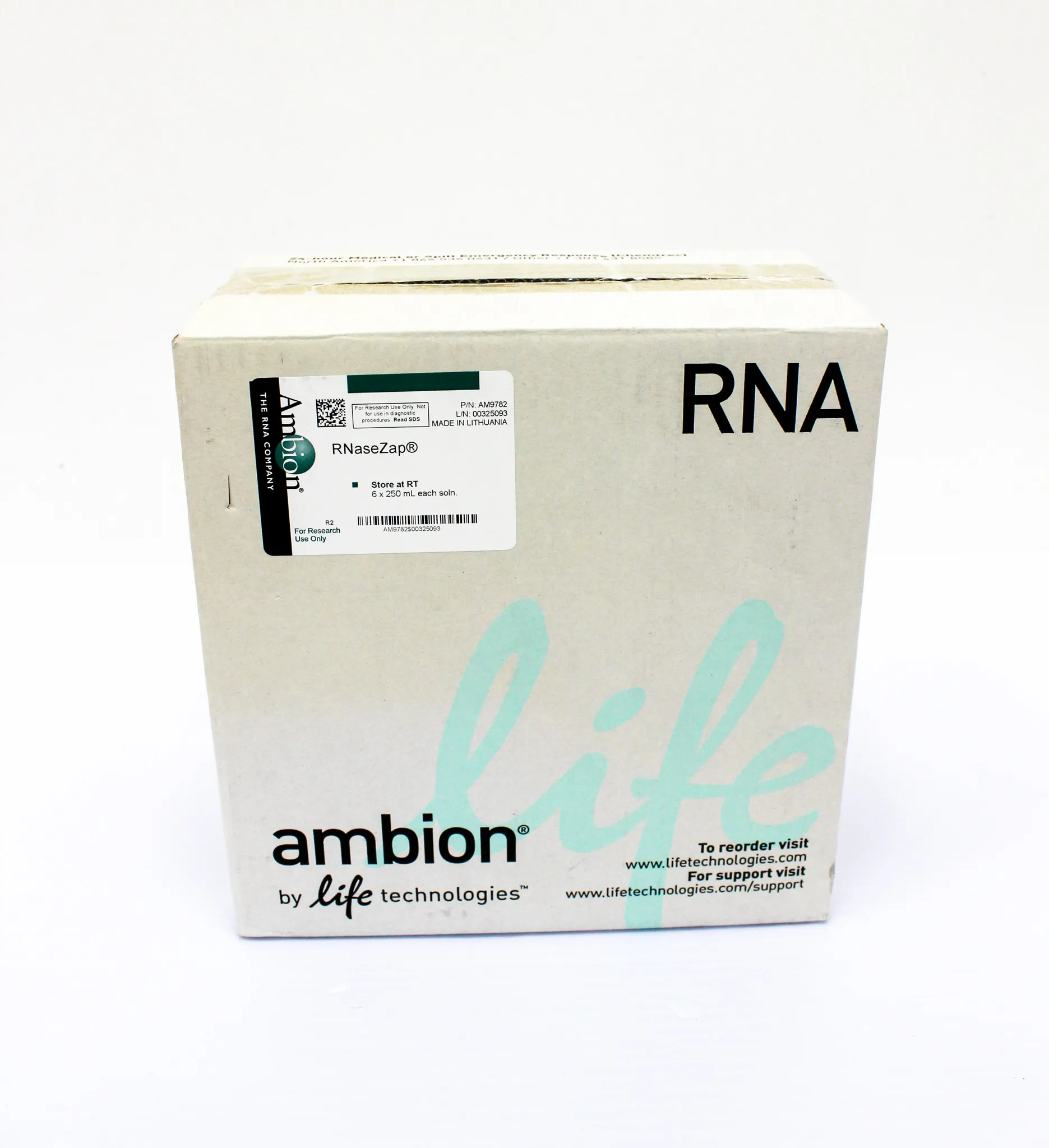 Ambion RNaseZap 250ml Decontamination Solution Box of 6 x 250ml Bottles