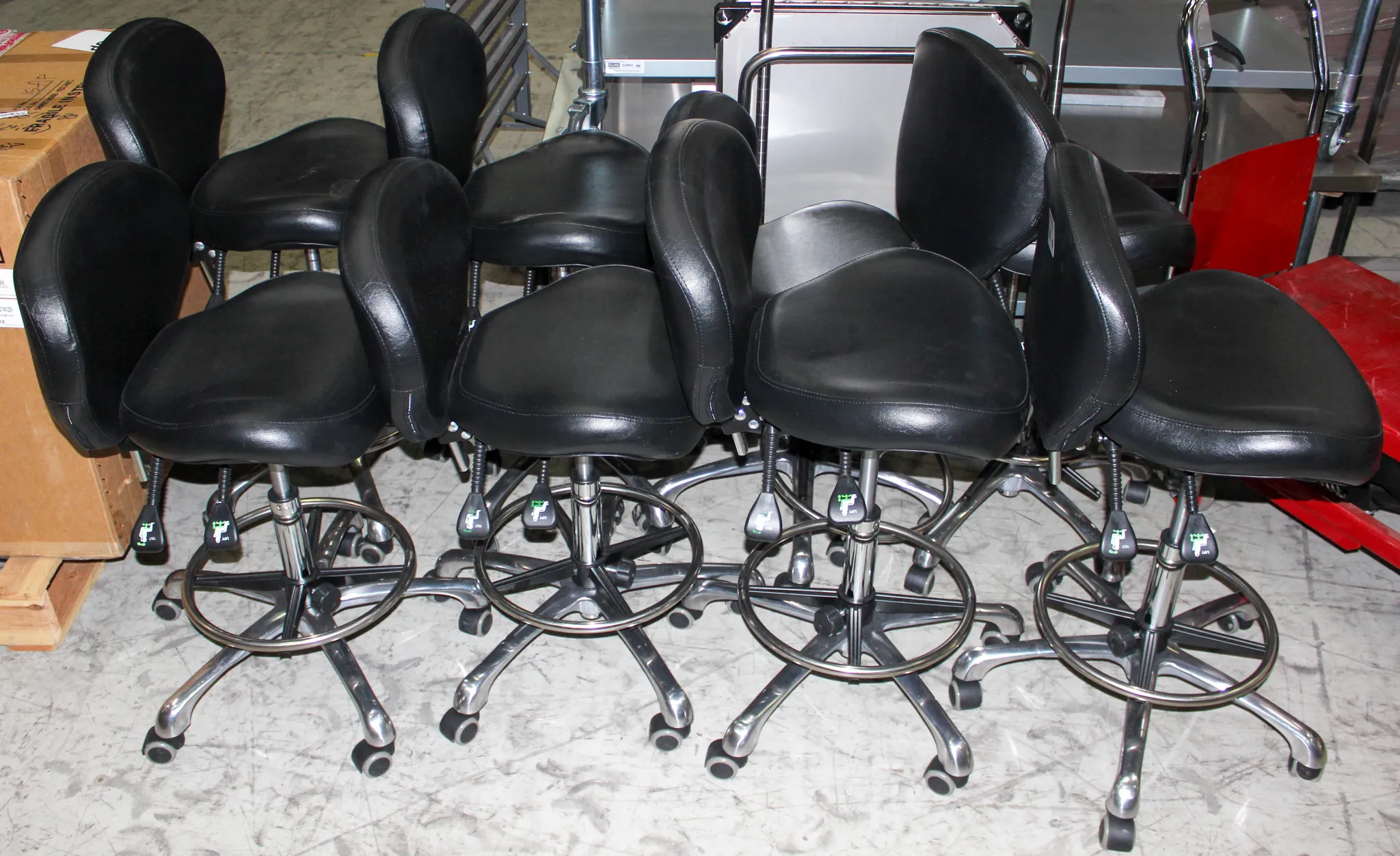 MWOSEN Height Adjustable Rolling Stools Drafting Chair with Backrest & Foot Rest - Set of 8 Chairs