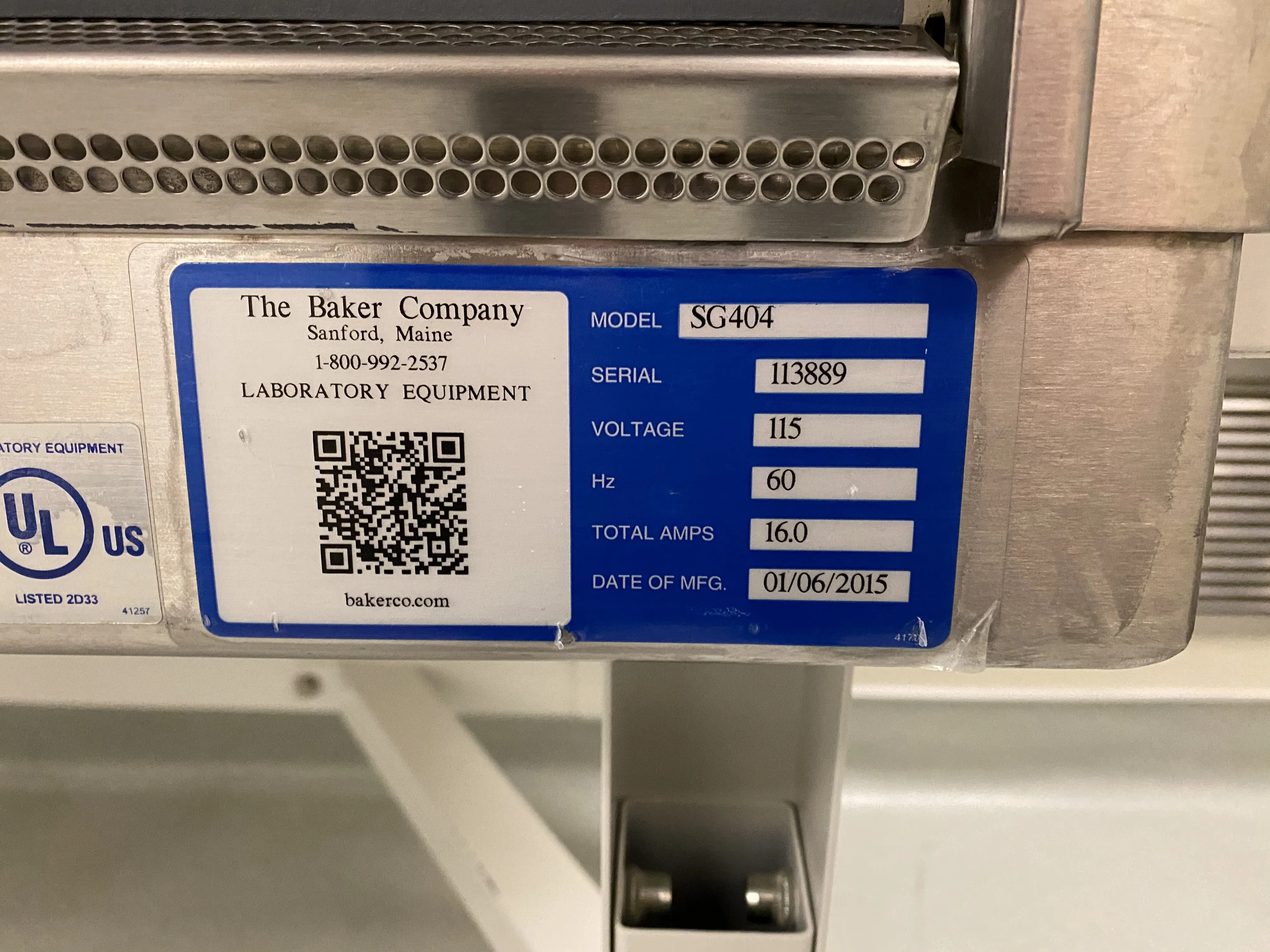 Baker SG404 SterilGARD e3 Biological Safety Cabinet Class 1 113889