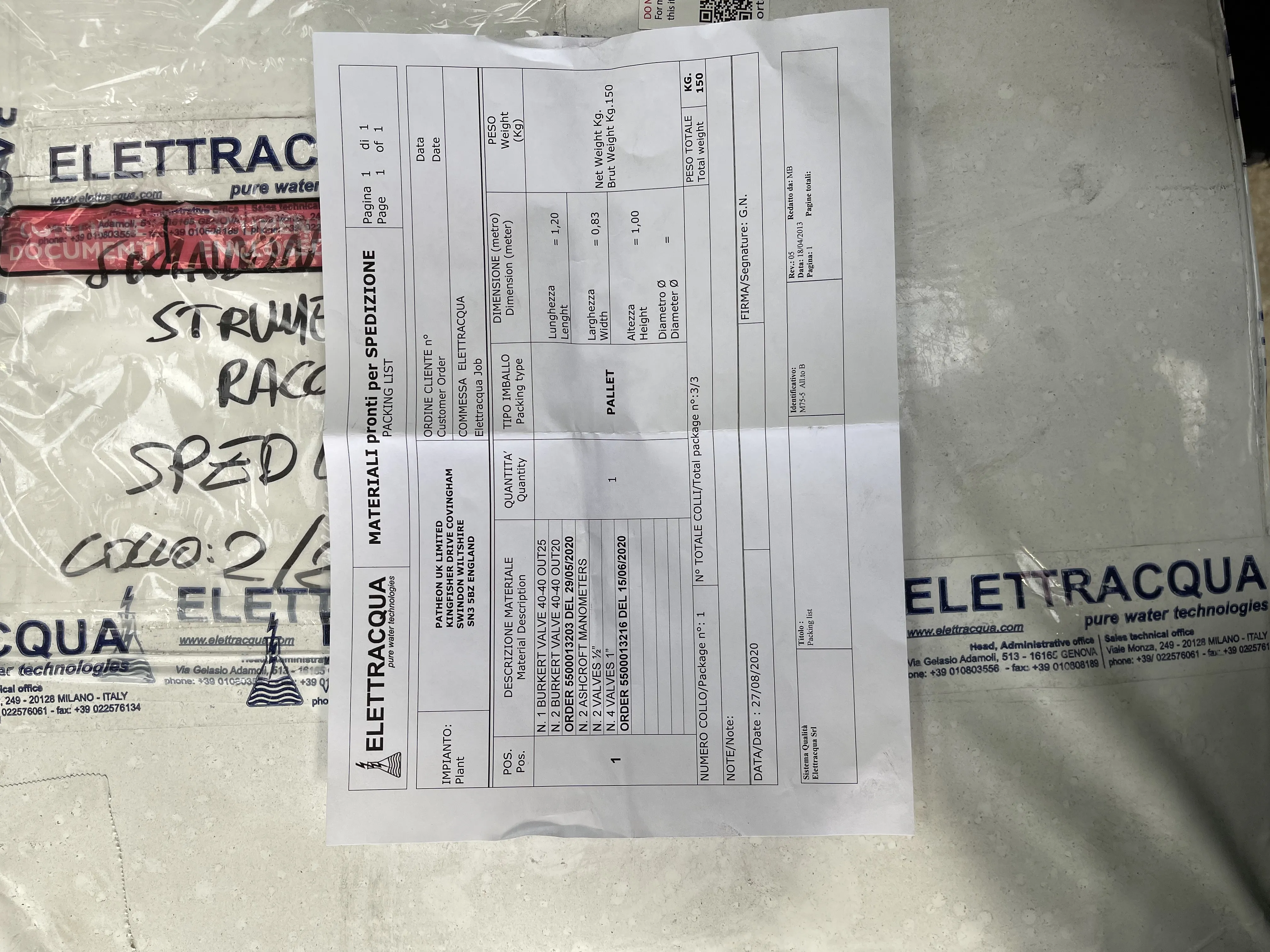 Elettracquca Valves Class 1 New with 30-Day Warranty