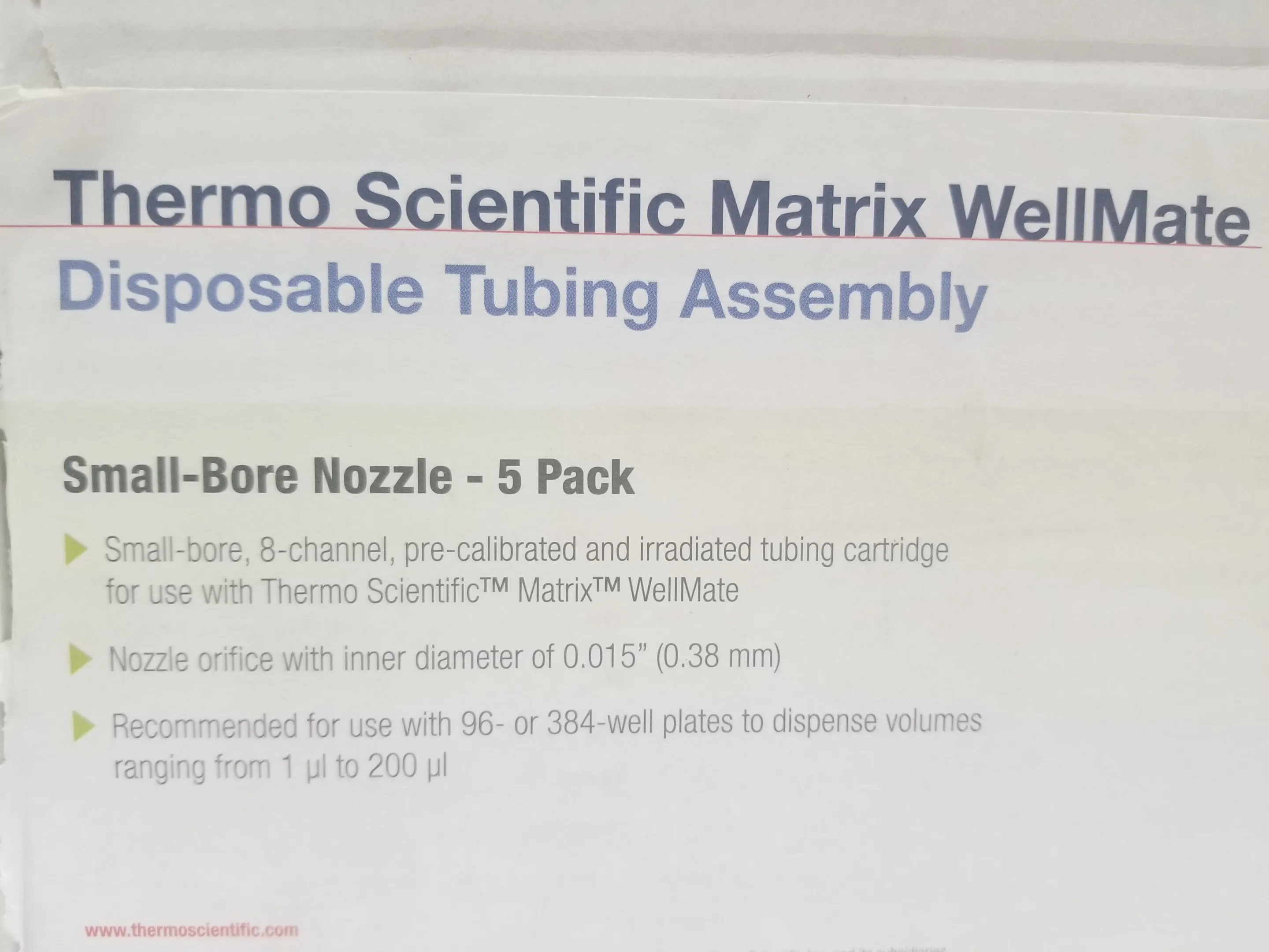 Thermo Fisher 201-30002 Matrix WellMate Disposable Tubing Cartridges - Box of 5 - Small Bore