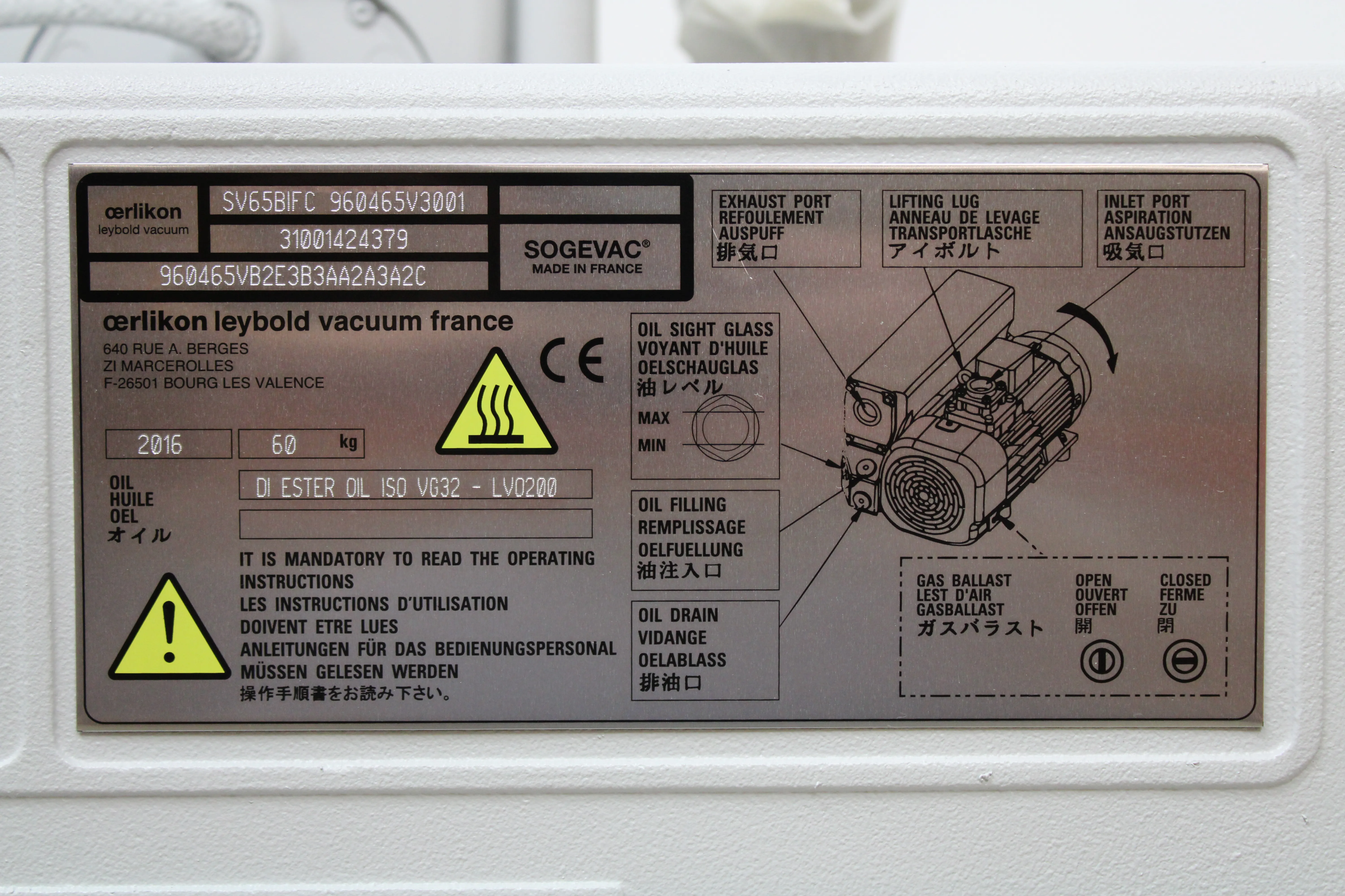 Leybold Sogevac SV65BIFC 960465V013001 Vacuum Pump