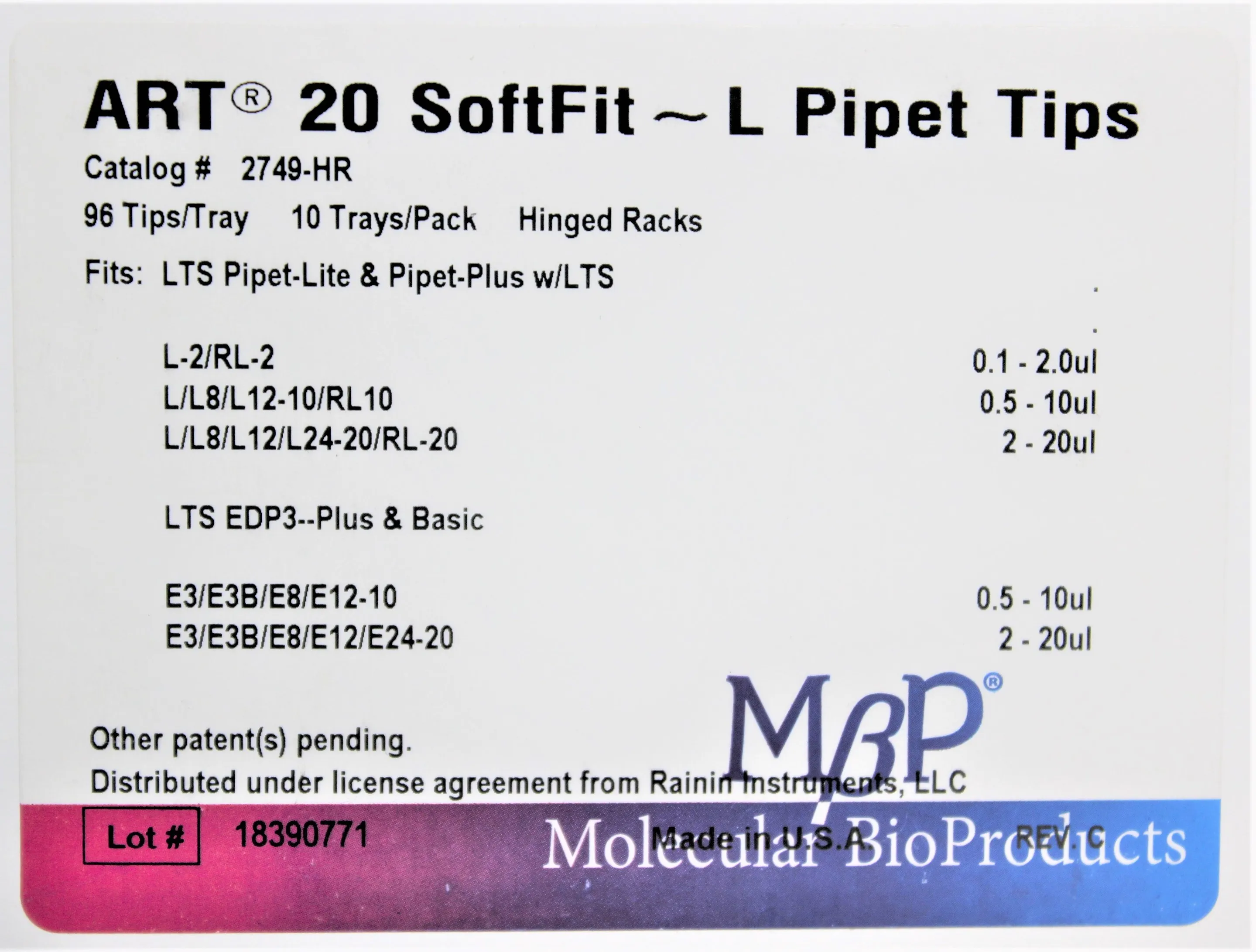 Molecular BioProducts Pipet Tips 2749-HR