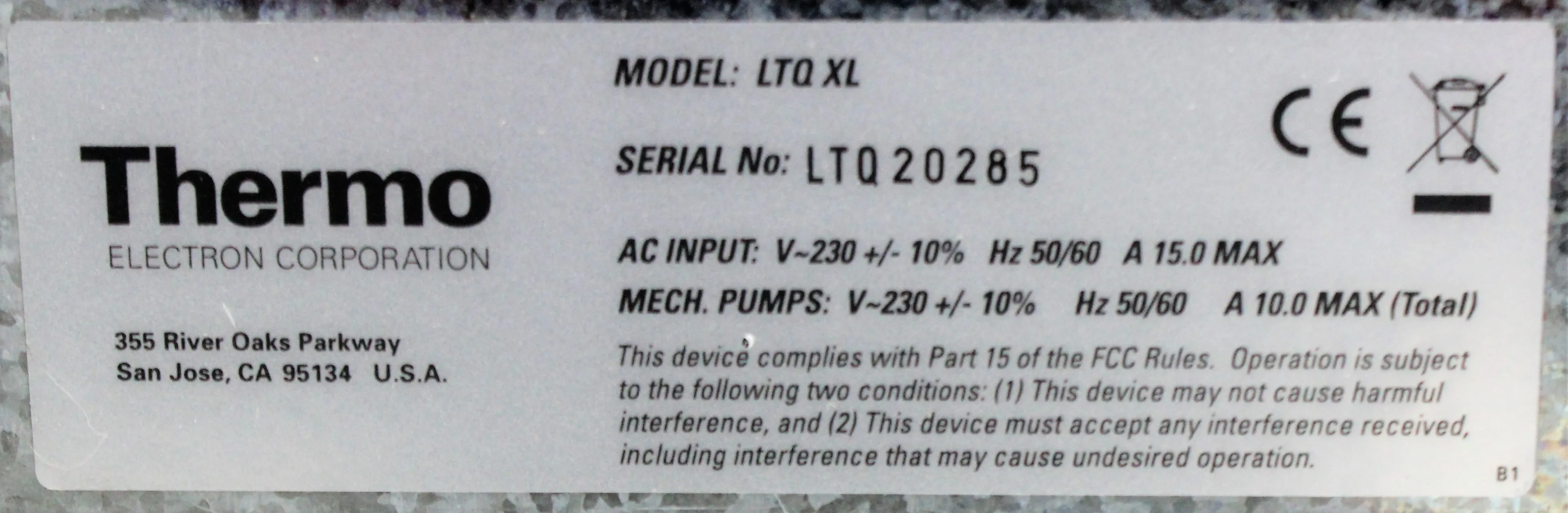 Thermo Scientific LTQ XL Linear Ion Trap Mass Spectrometer