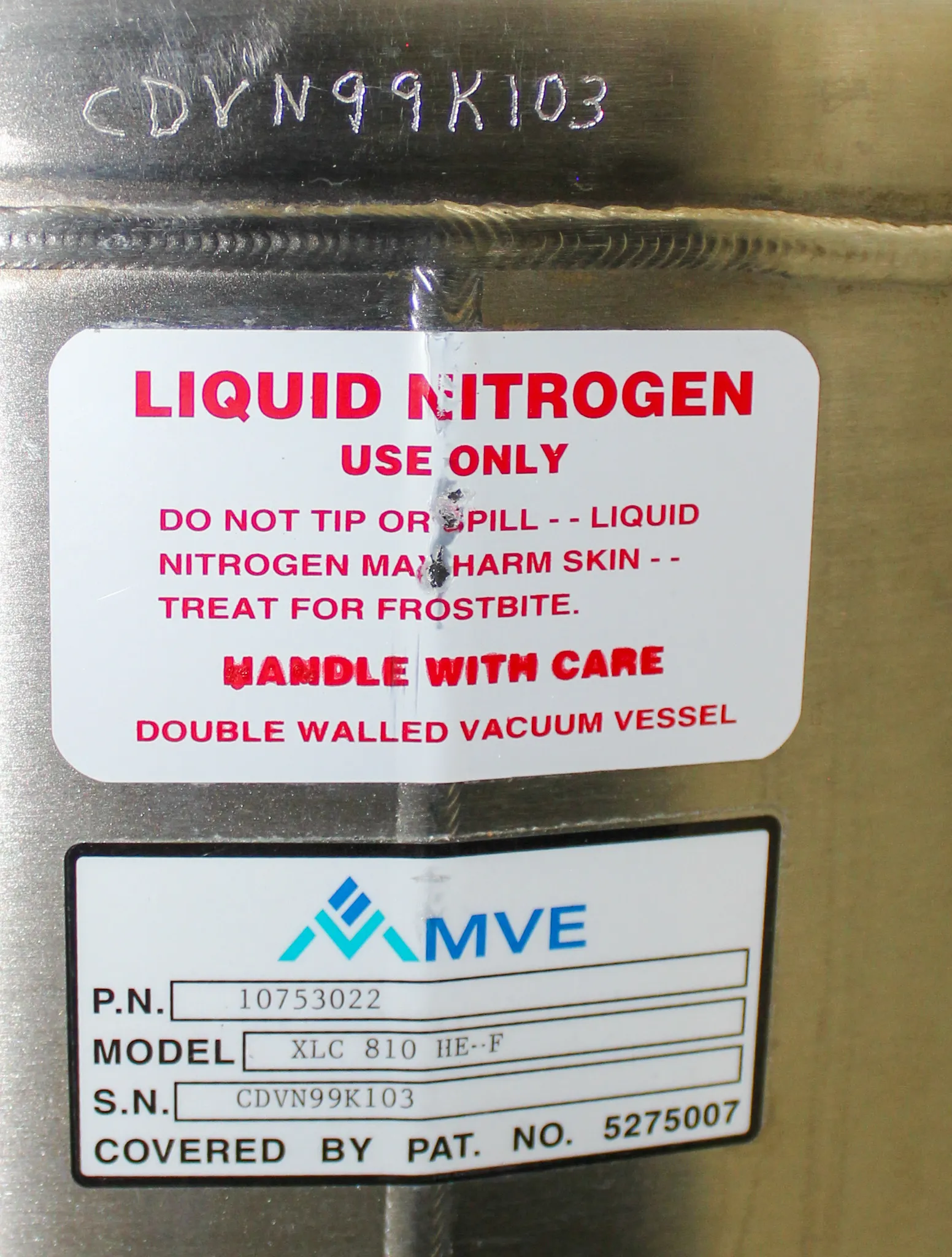 MVE XLC 810HE Cryogenics Liquid Nitrogen Storage System with TEC 3000