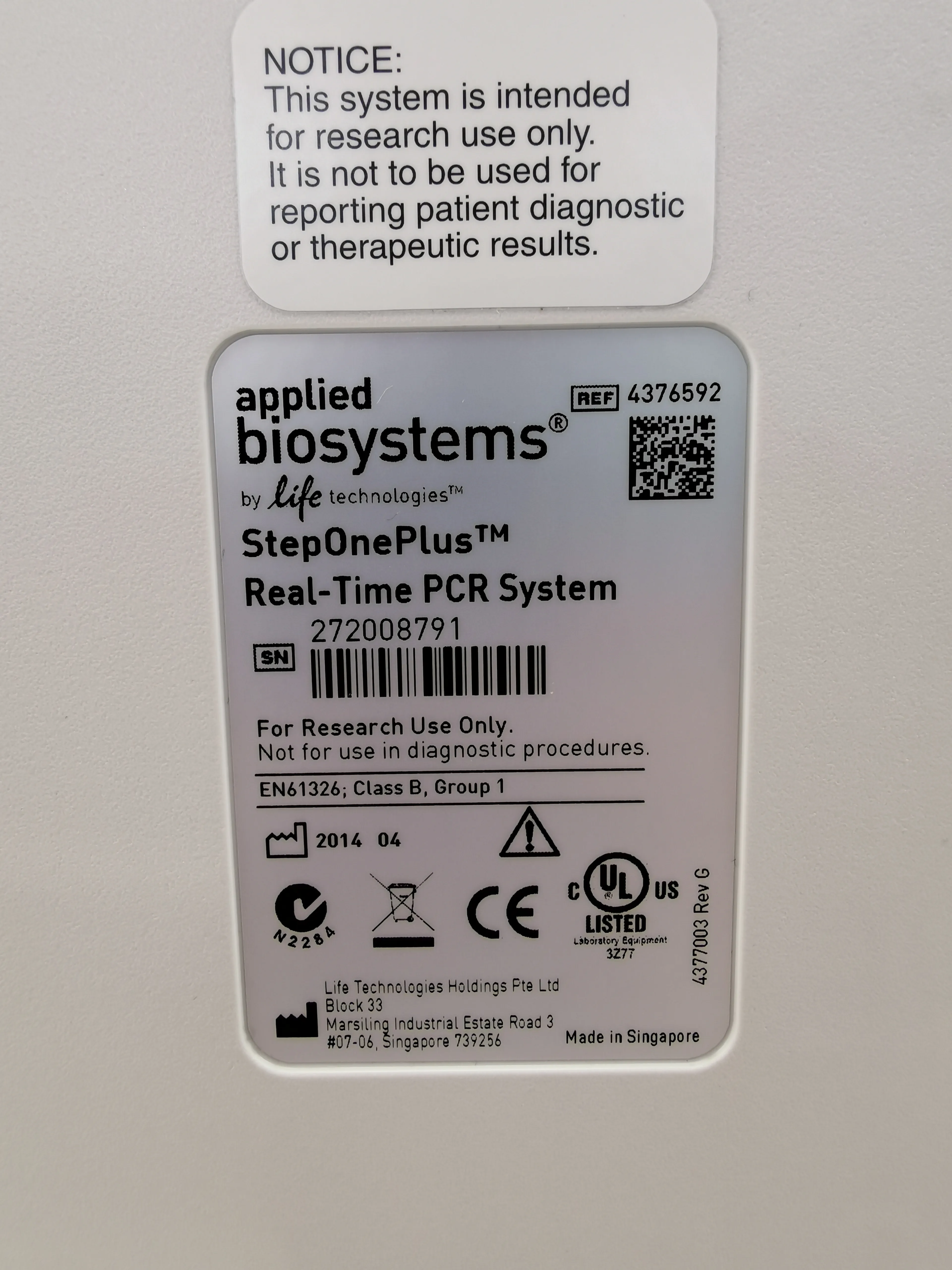 Applied Biosystems StepOne Plus Real-Time PCR System #4376592