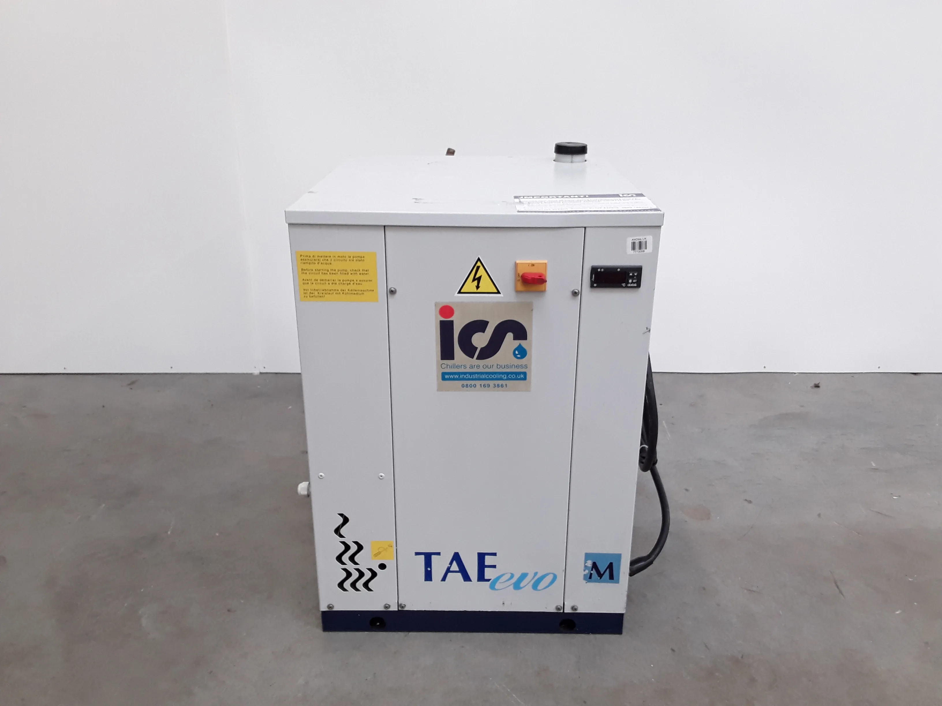 M.T.A. TAEevo M10 Air Cooled Industrial Water Chiller Unit, 3.5kW, R407c, Used, 30-Day Warranty