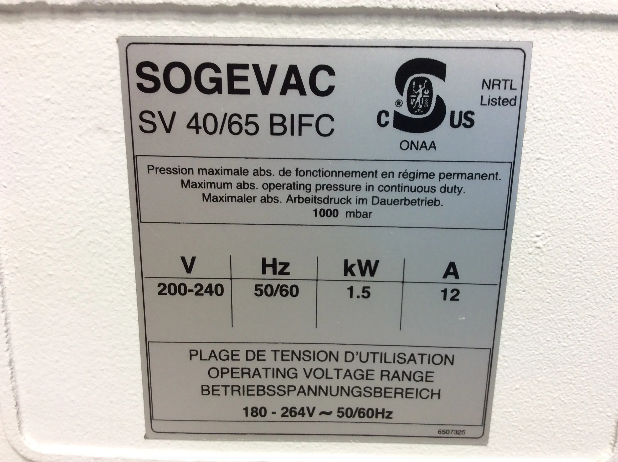 Sogevac SV65 BI FC Vacuum Pump