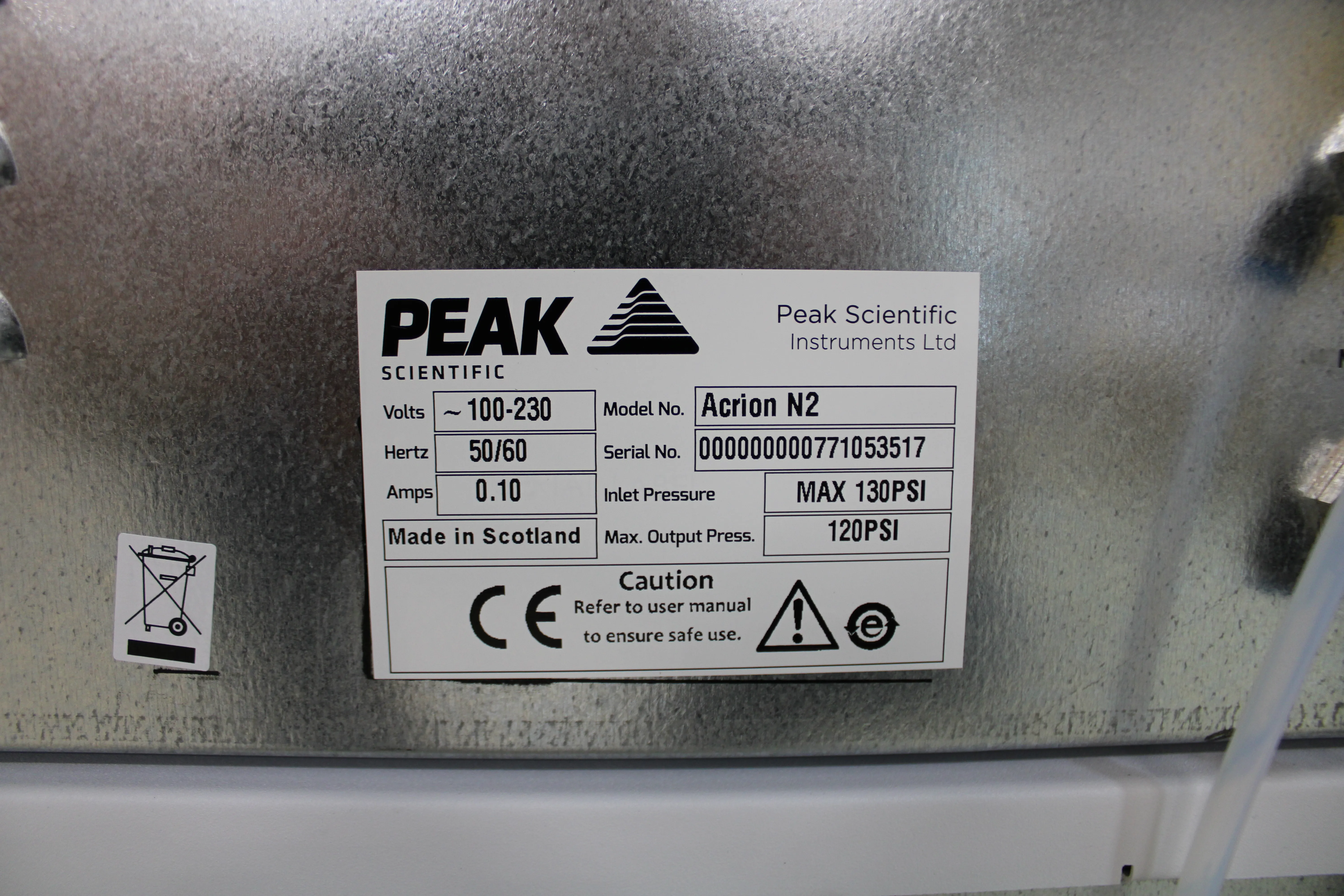 Peak Scientific Acrion N2 Nitrogen Generator & Acrion Air Compressor