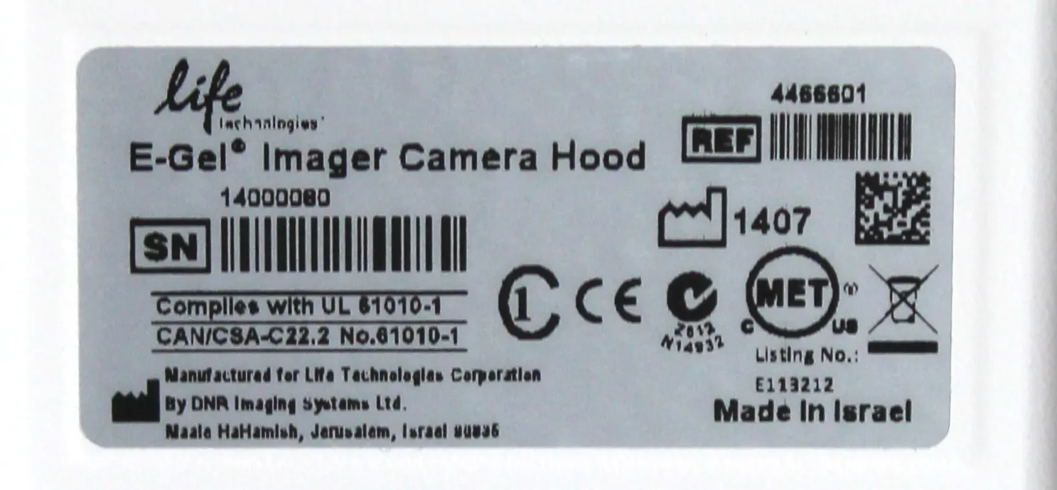 Life Technologies E-Gel Imager Camera Hood REF: 4466601