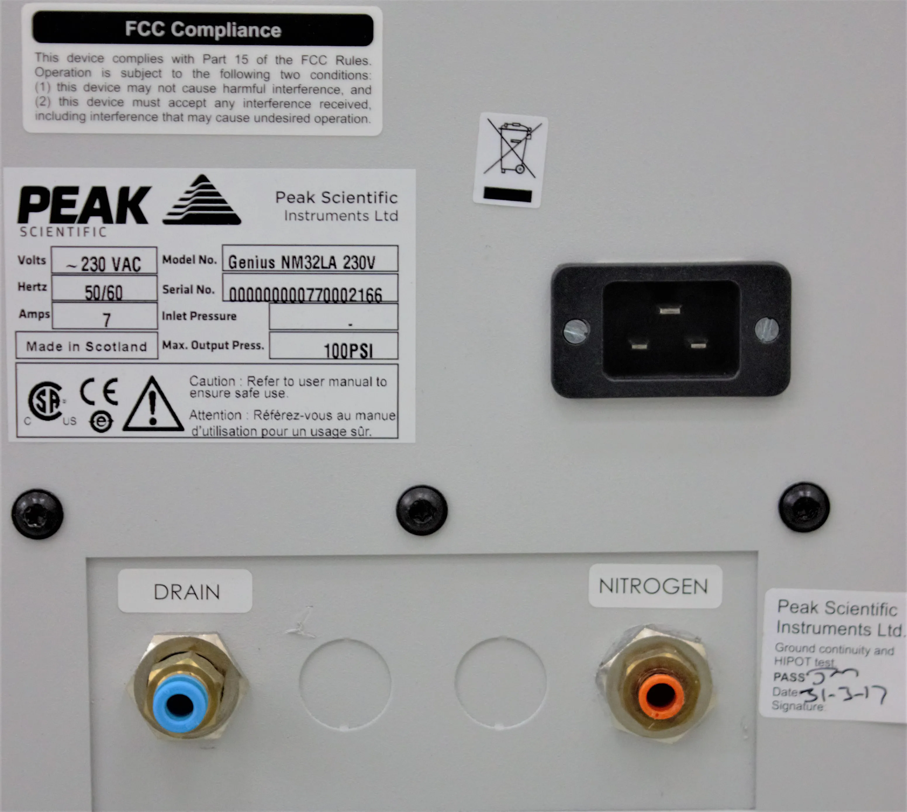 Peak Scientific Genius NM32LA Nitrogen Generator for LC-MS