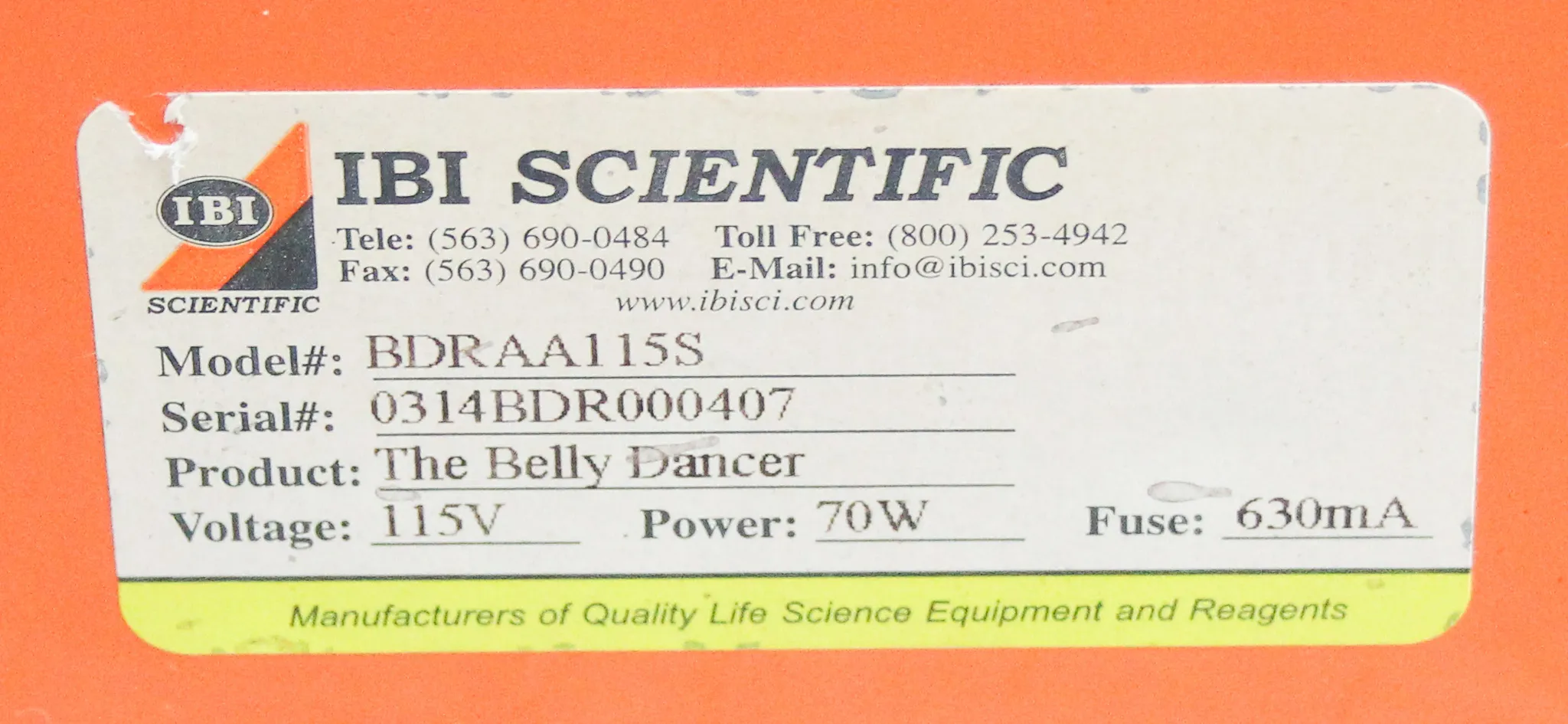 IBI Scientific The Belly Dancer Shaker Model BDRAA115S