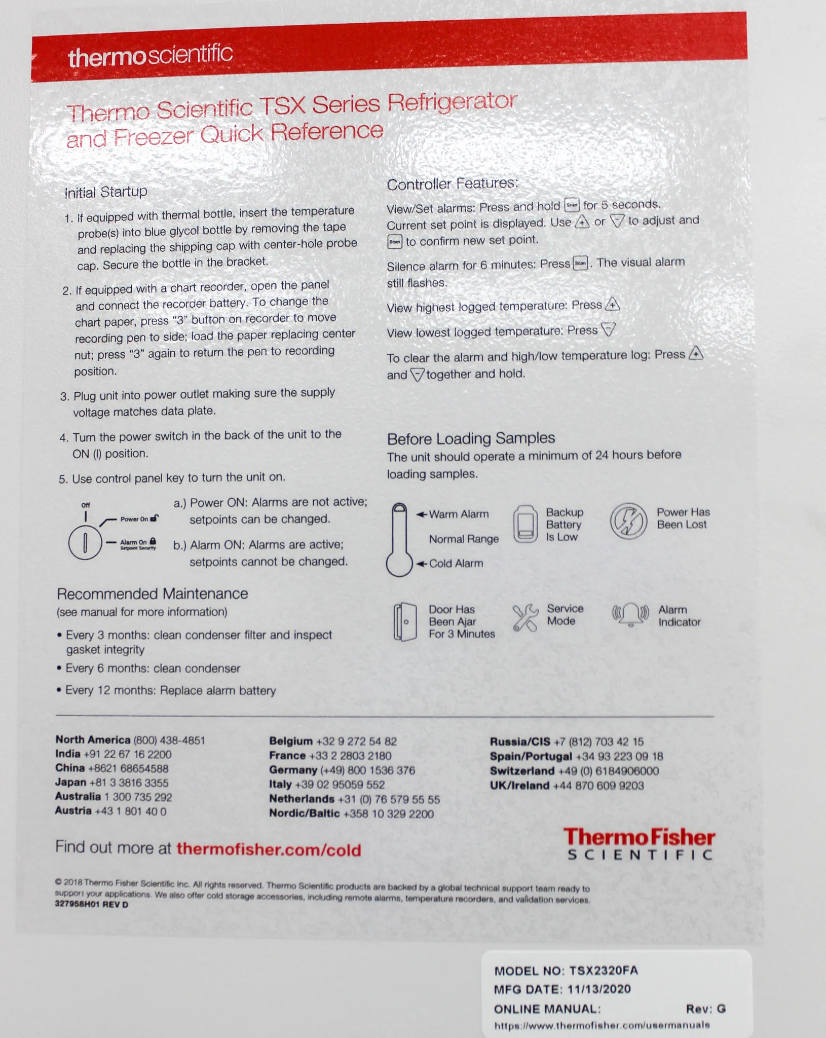 Thermo Scientific TSX2320FA High Performance -20C Manual Defrost Lab Freezer