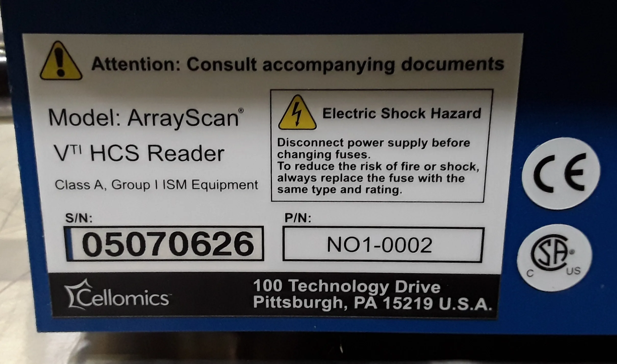 Cellomics ArrayScan VTI HCS Reader, Microscope / Imager