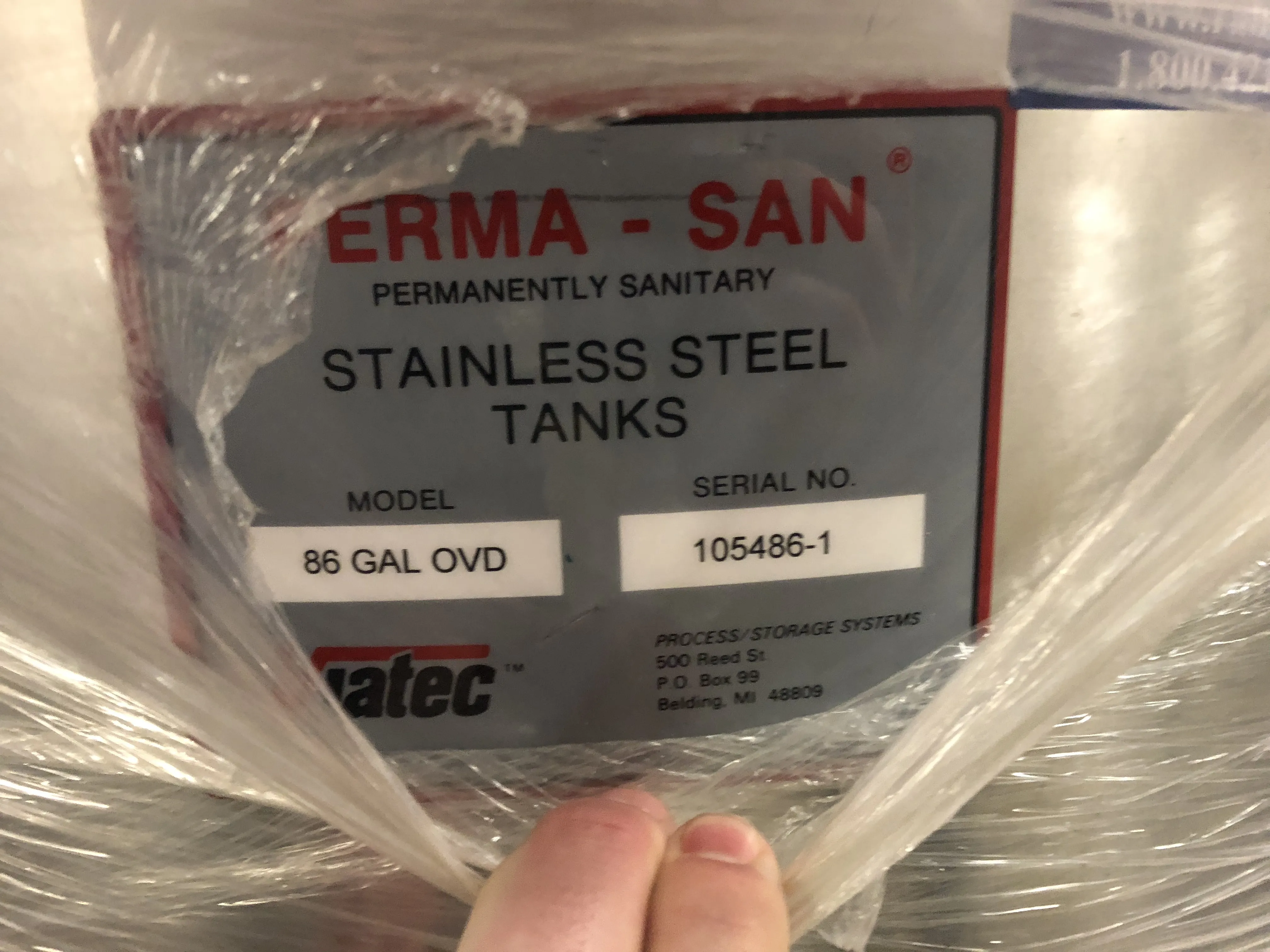 Perma-San Model 86 Gal OVD Stainless Steel Mixing Tank