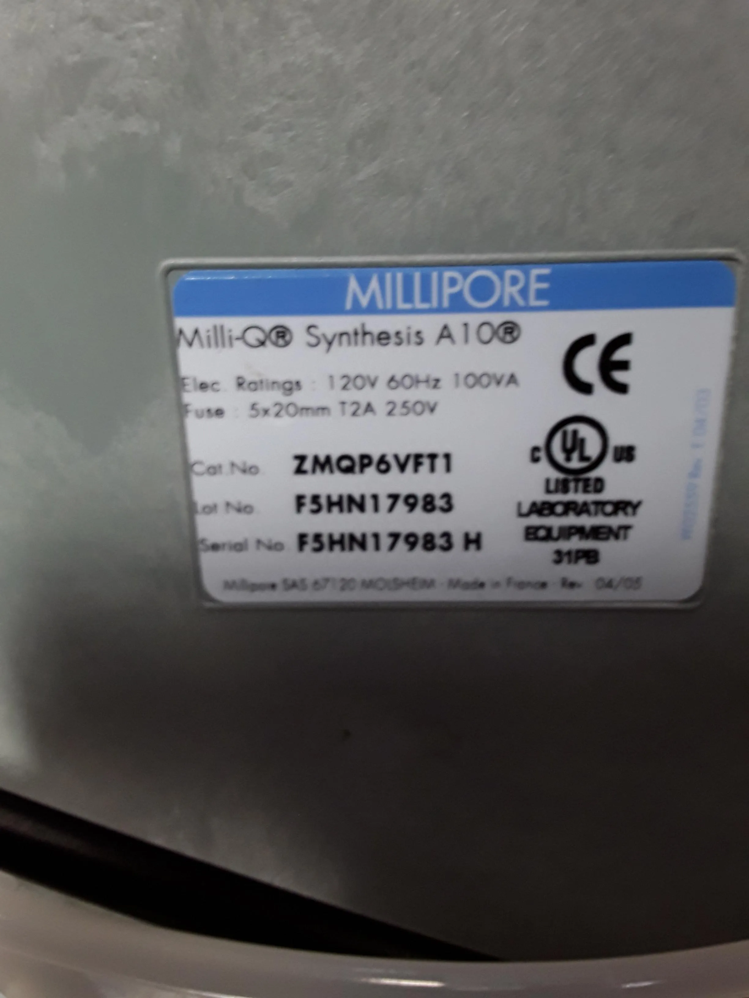 Millipore Synthesis A-10 Water Purification System