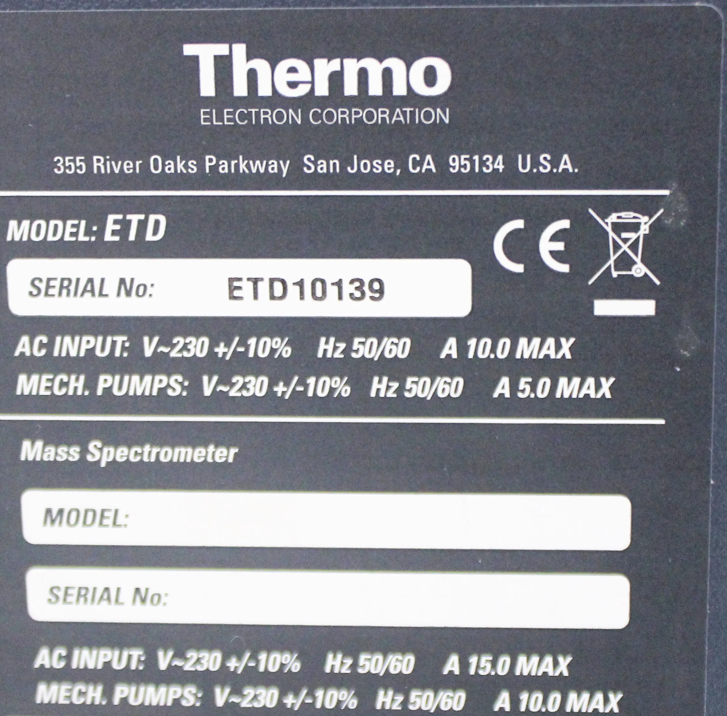 Thermo Electron Corporation ETD Mass Spectrometry Accessory - ETD10139 - AS-IS